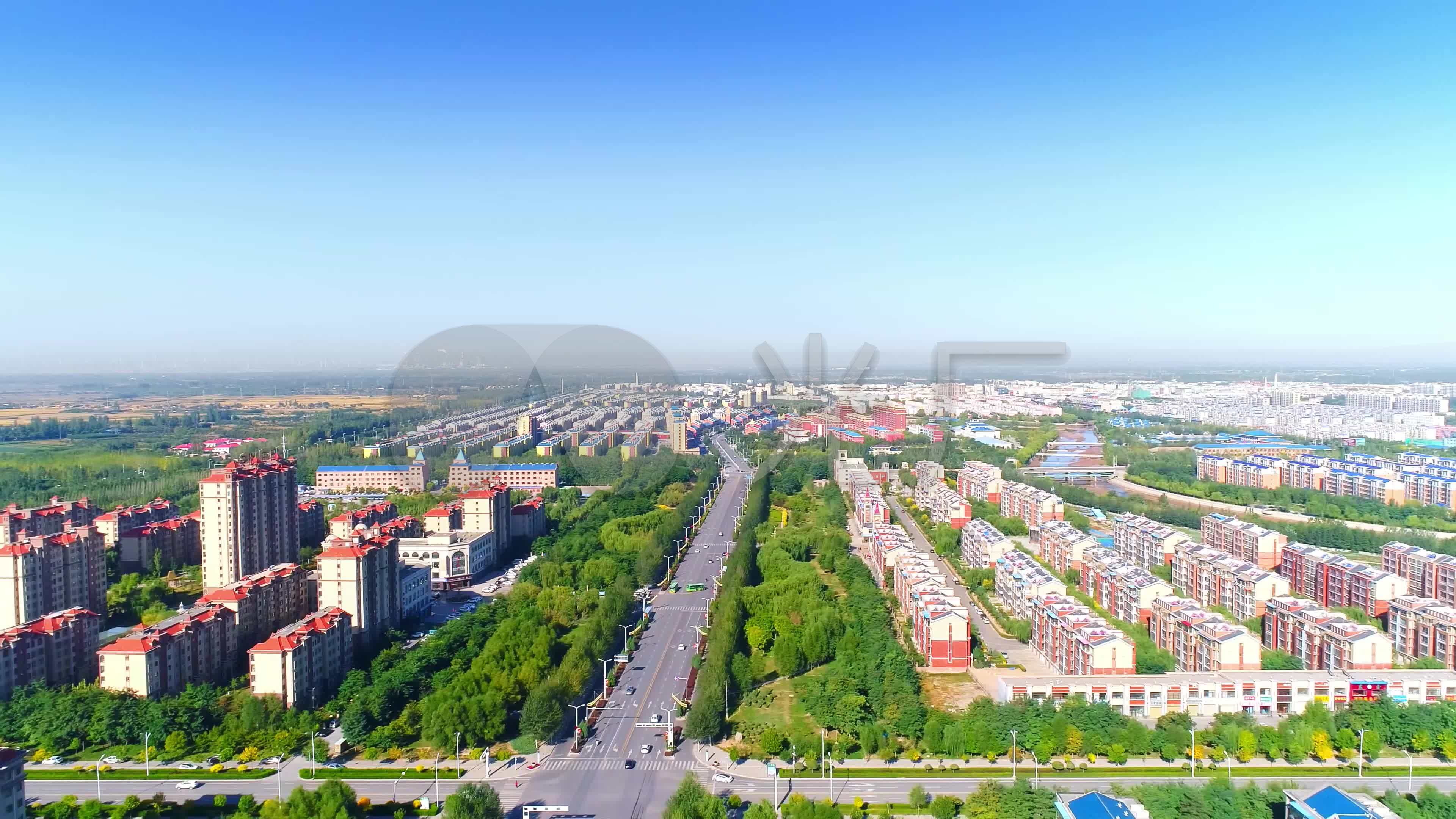 青铜峡大景小坝镇城市航拍全景_视频素材包下载(编号