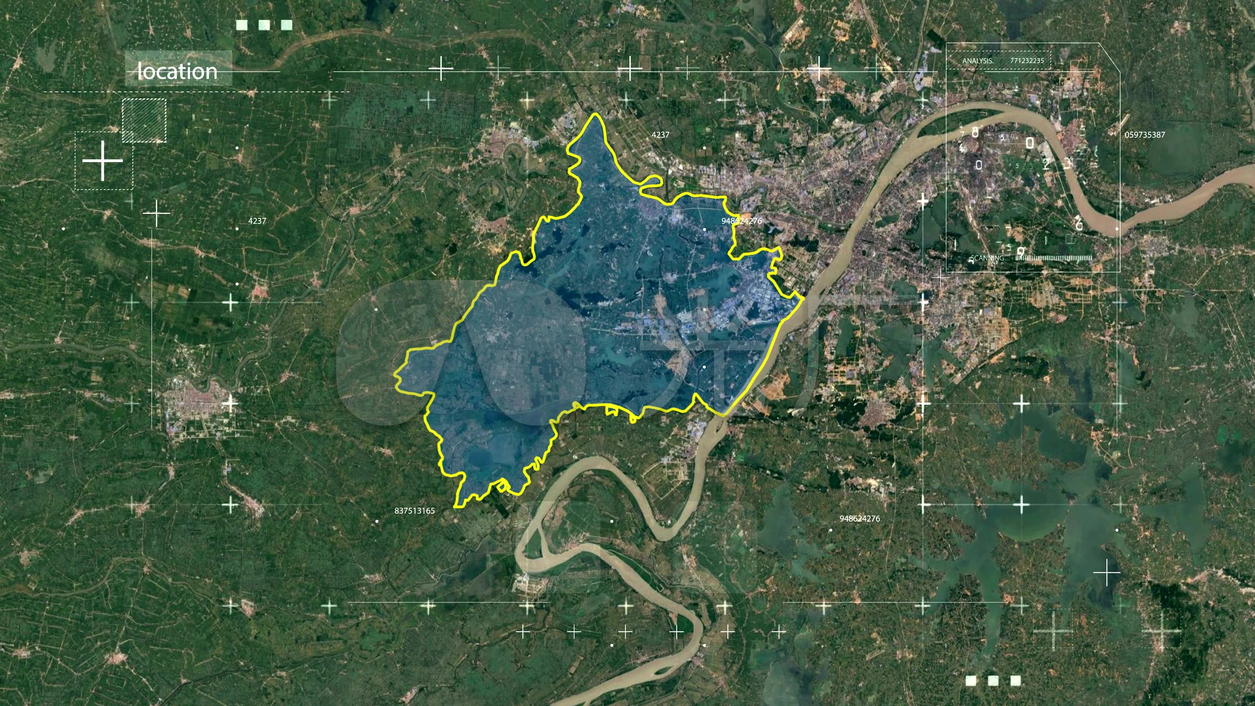 蔡甸区-地图鄂2_4096x2304_高清视频素材下载(编号:)
