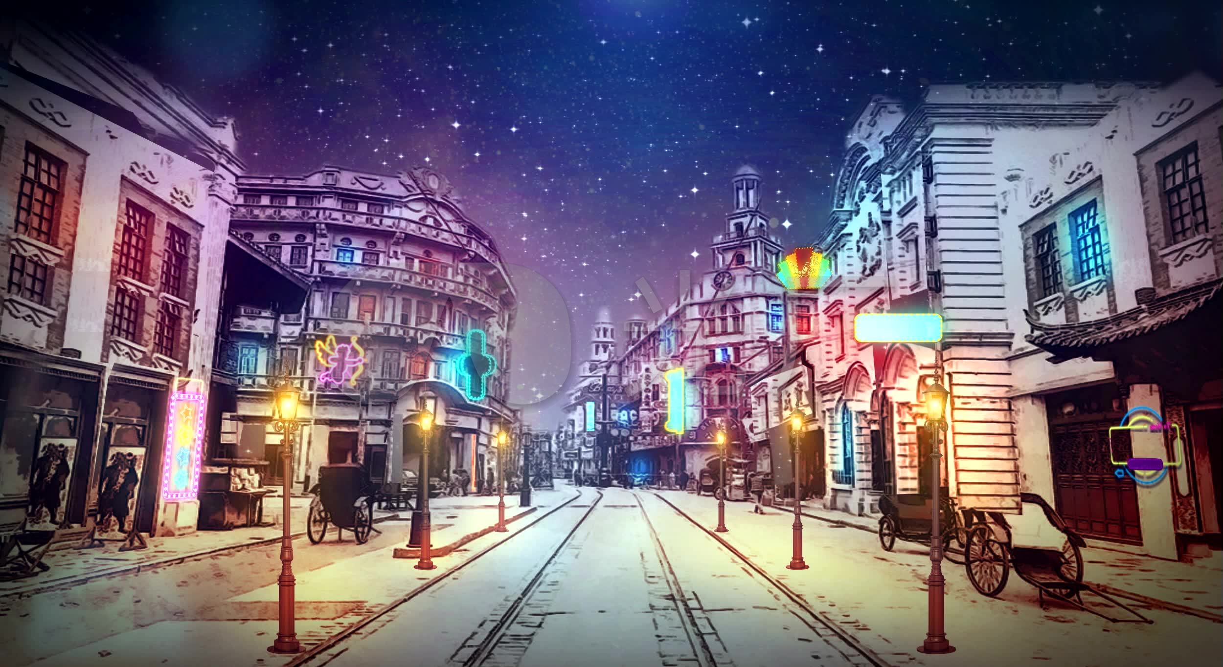 霓虹灯街道夜景老上海南京路_2500x1365_高清视频素材