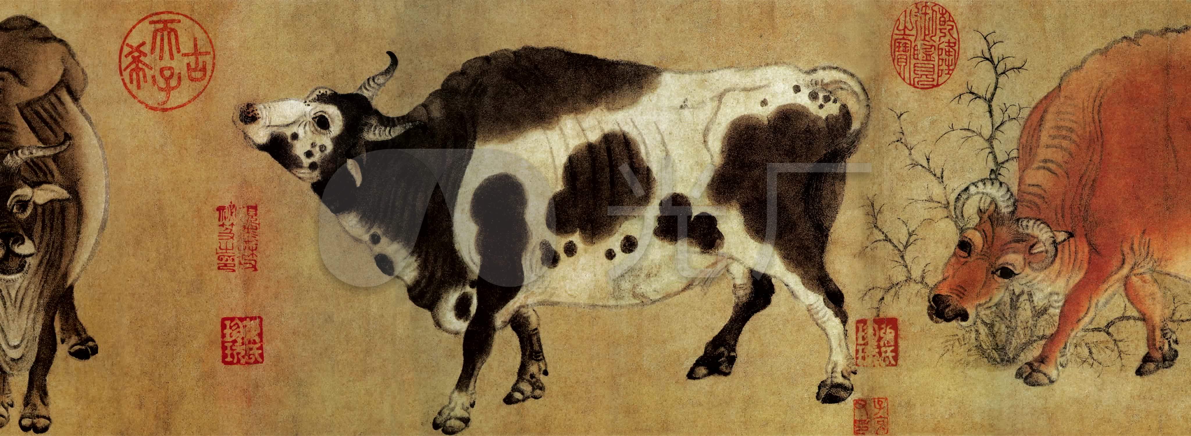 十大传世名画唐.韩滉《五牛图》