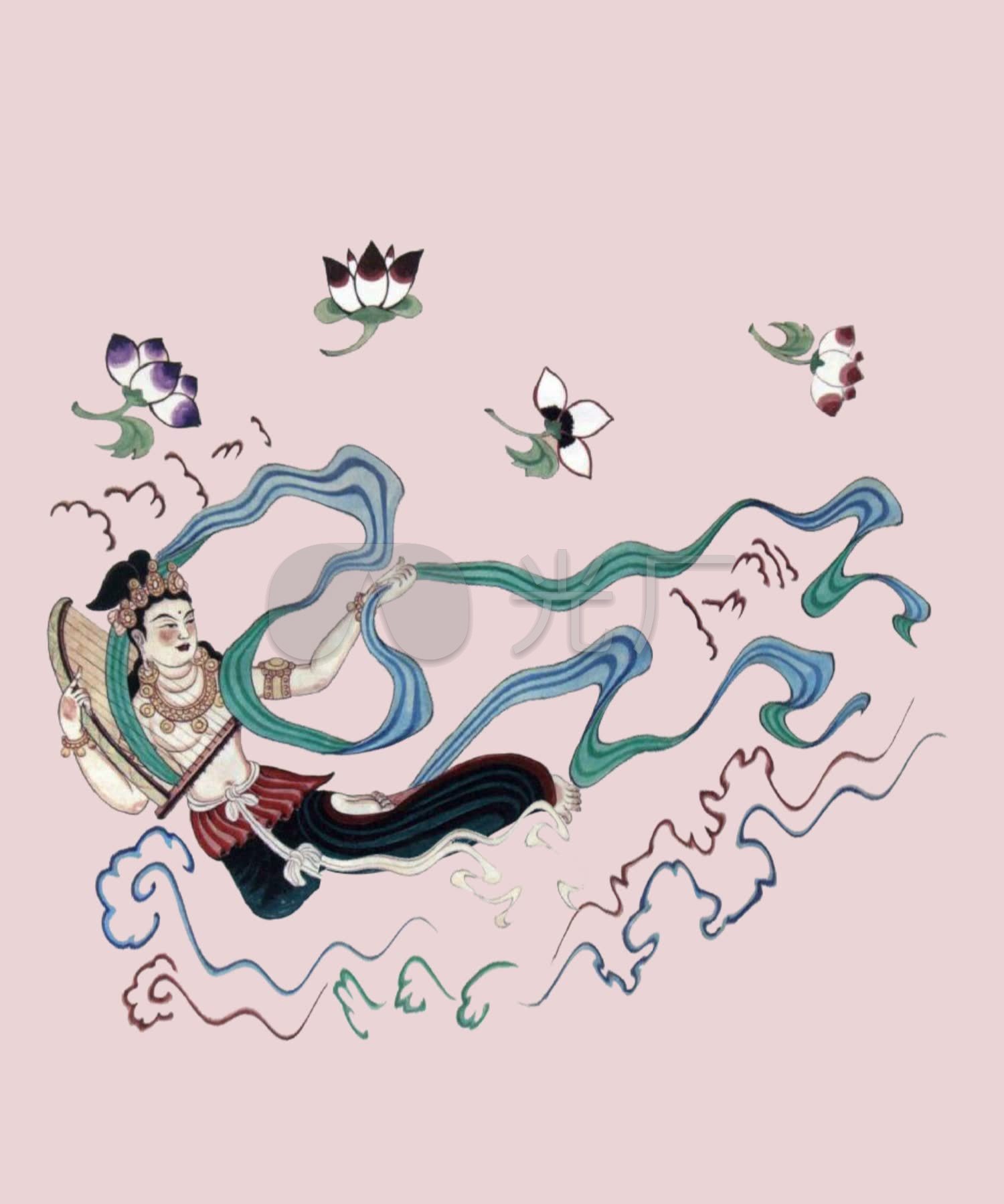 敦煌壁画飞天仙女系列2alpha透明通道_1500x1800_高清
