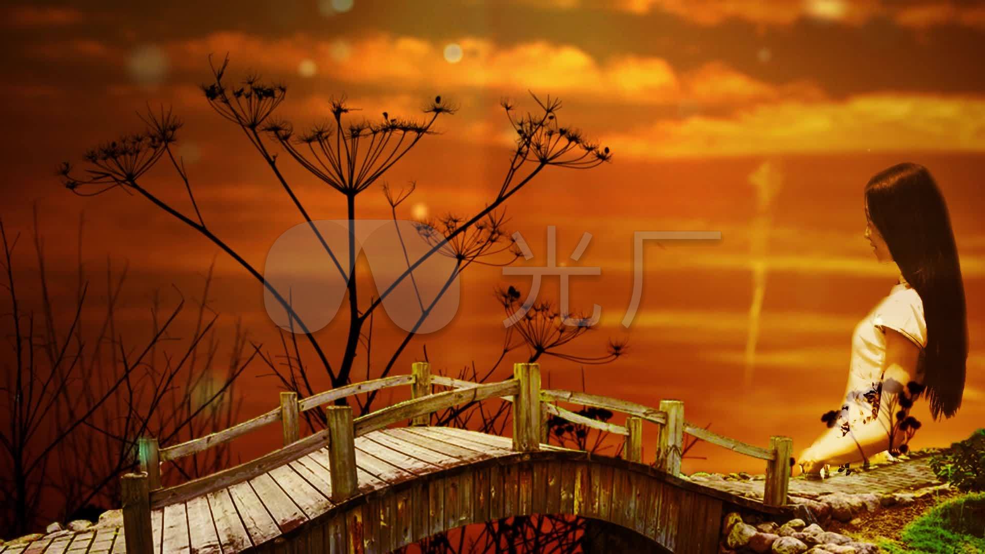 歌曲(桥边姑娘)舞台背景_1920x1080_高清视频素材下载