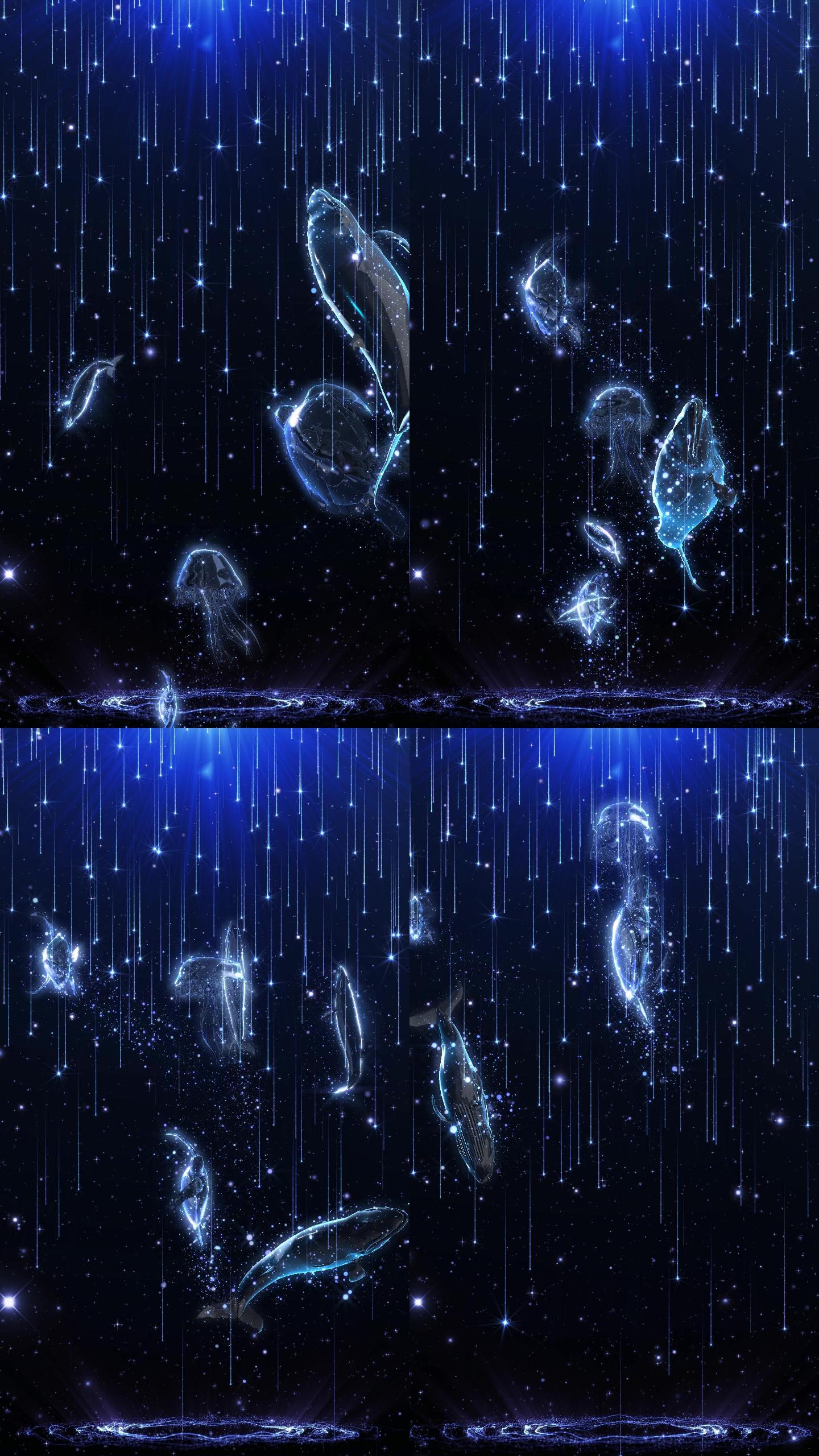 (4k竖屏)粒子鲸鱼纱幕投影背景8
