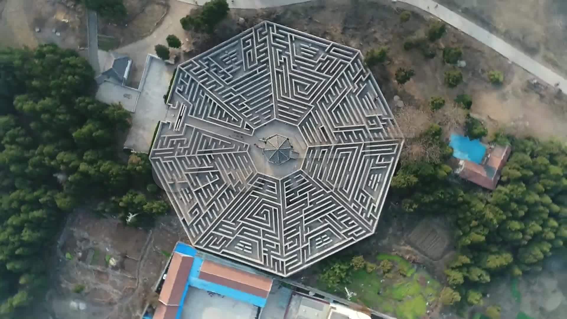 沂南诸葛亮公园八卦迷宫航拍_1920x1080_高清视频素材