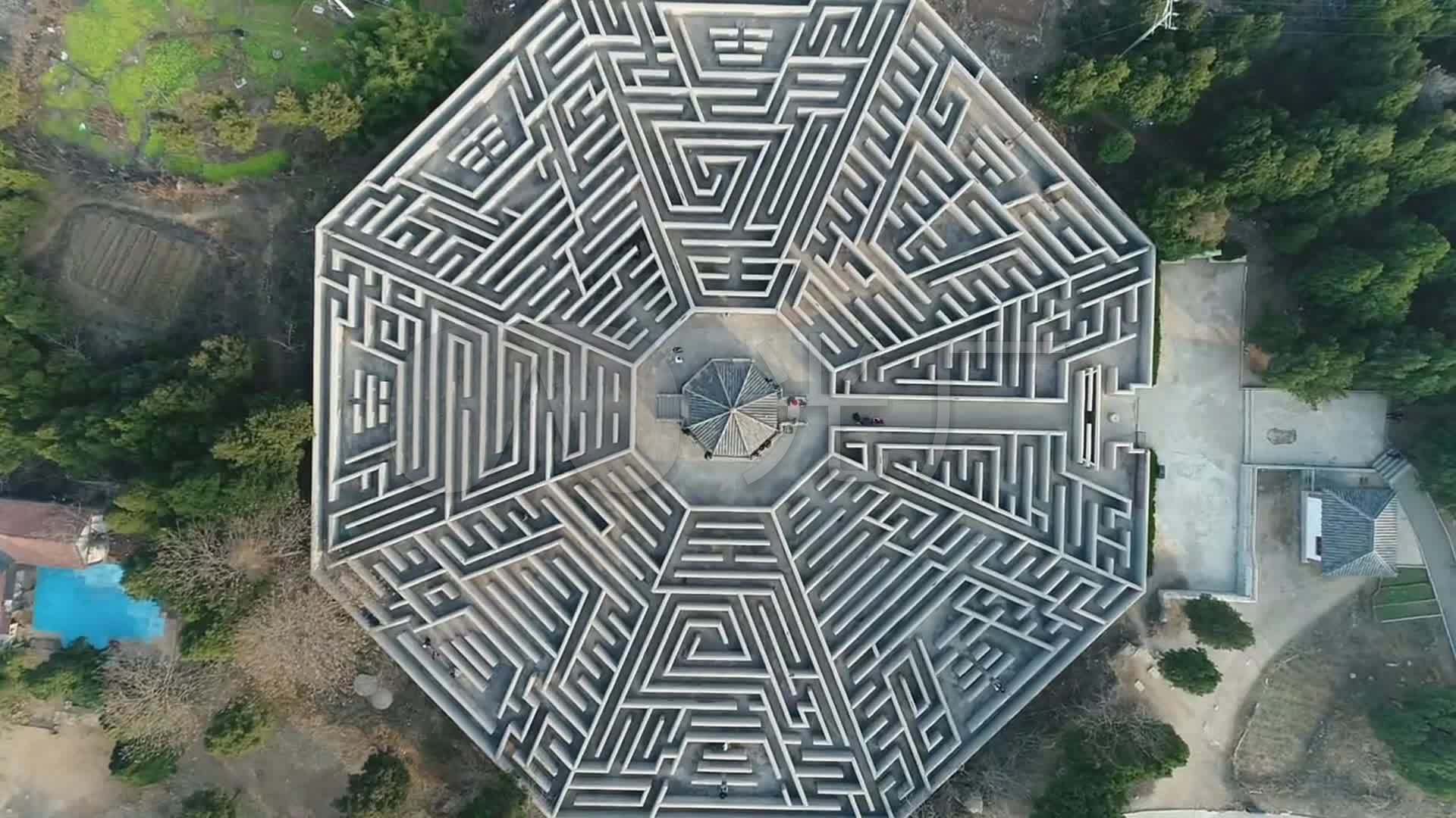 沂南诸葛亮公园八卦迷宫航拍_1920x1080_高清视频素材