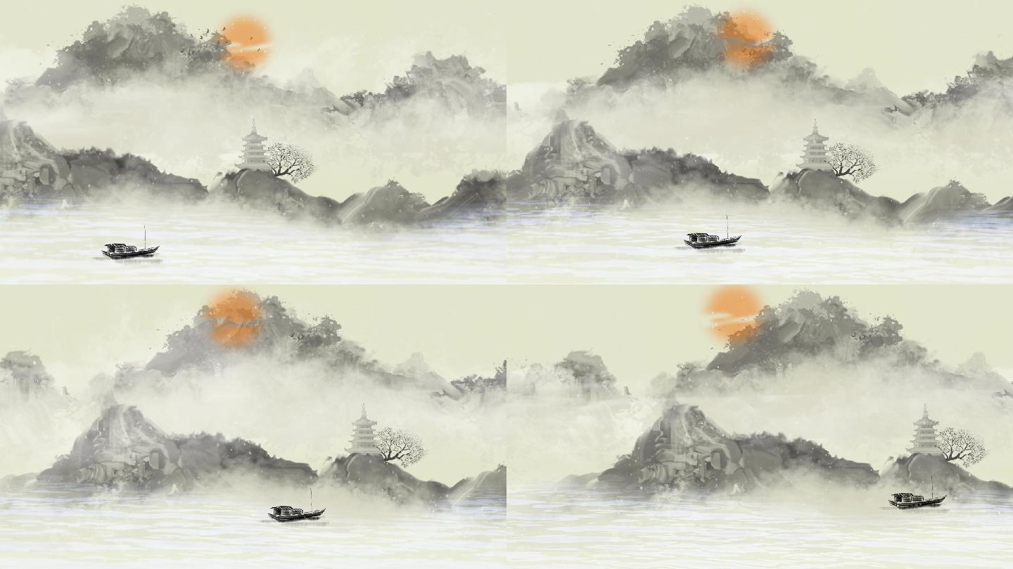 水墨山水古风通用背景4