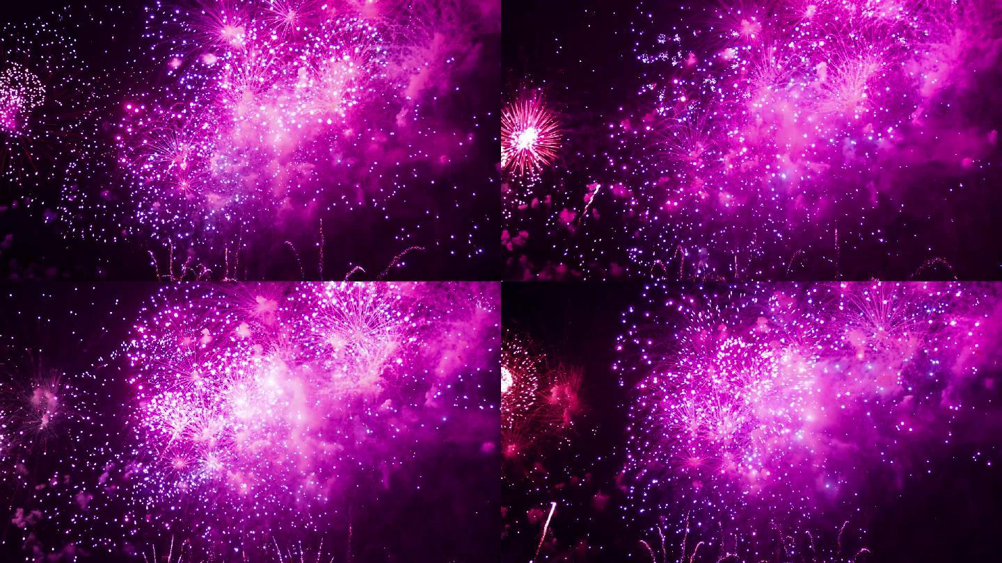 夜空紫色梦幻烟花牛年新年