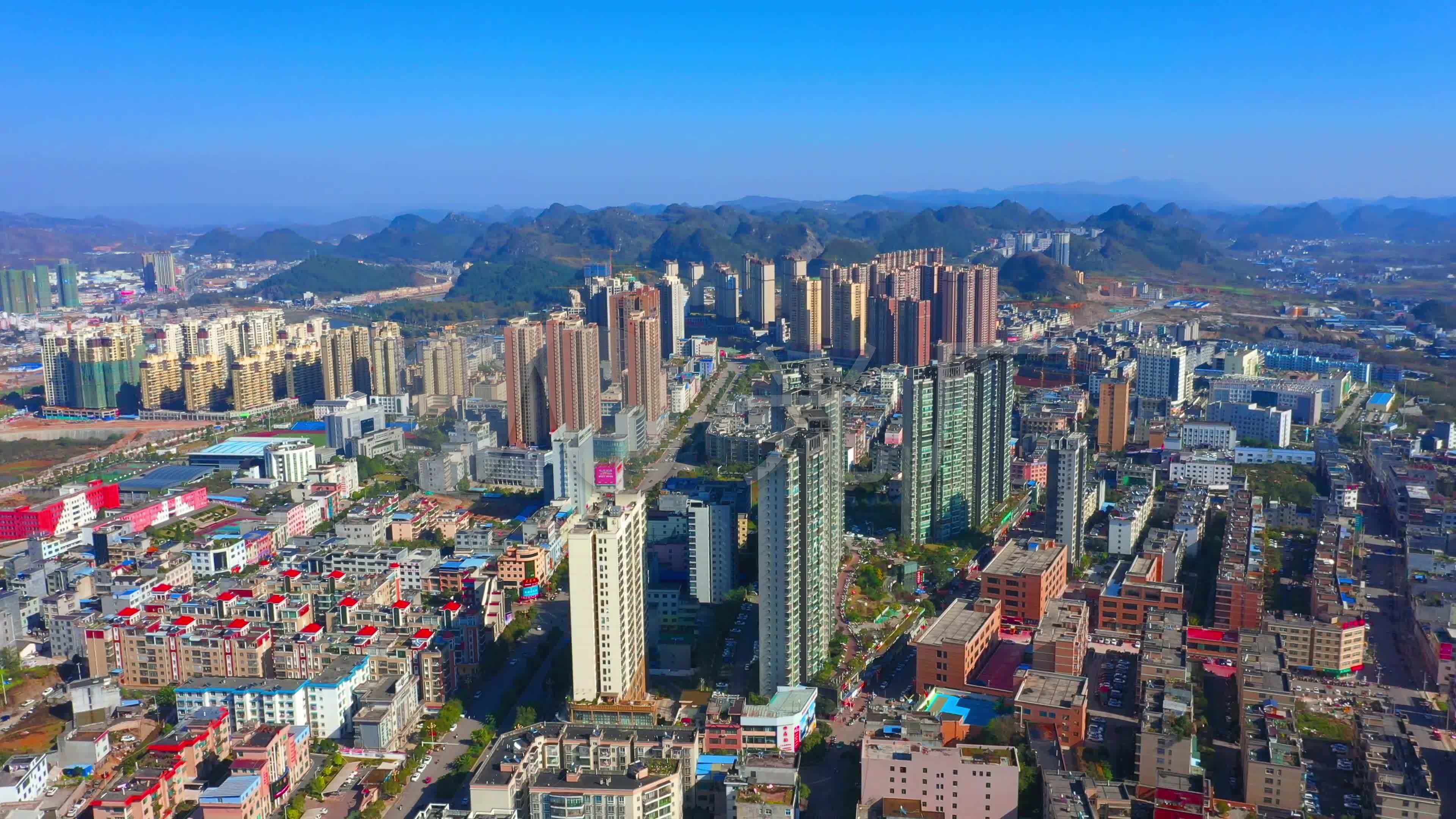 航拍兴仁城市素材