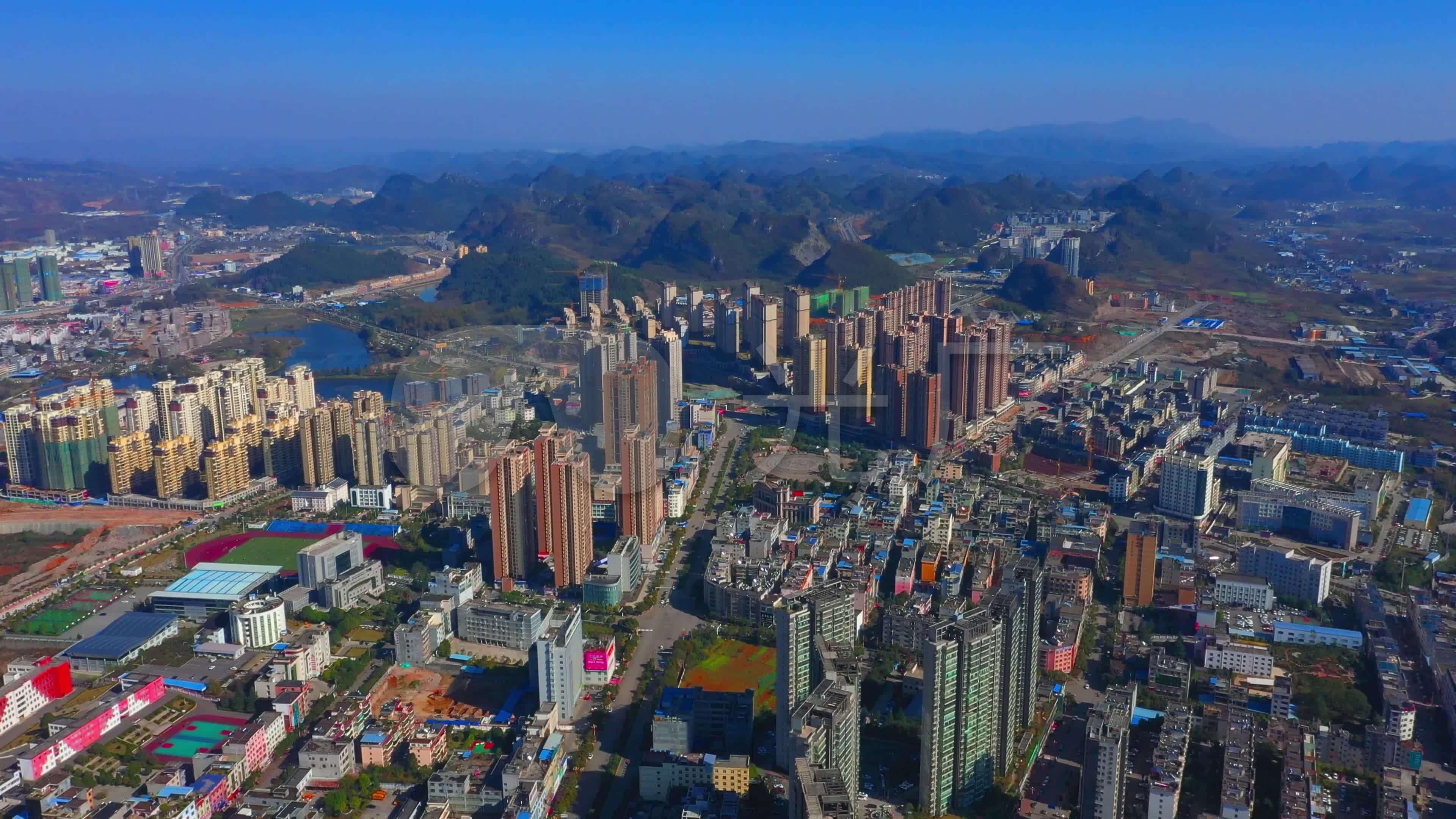 航拍兴仁城市素材