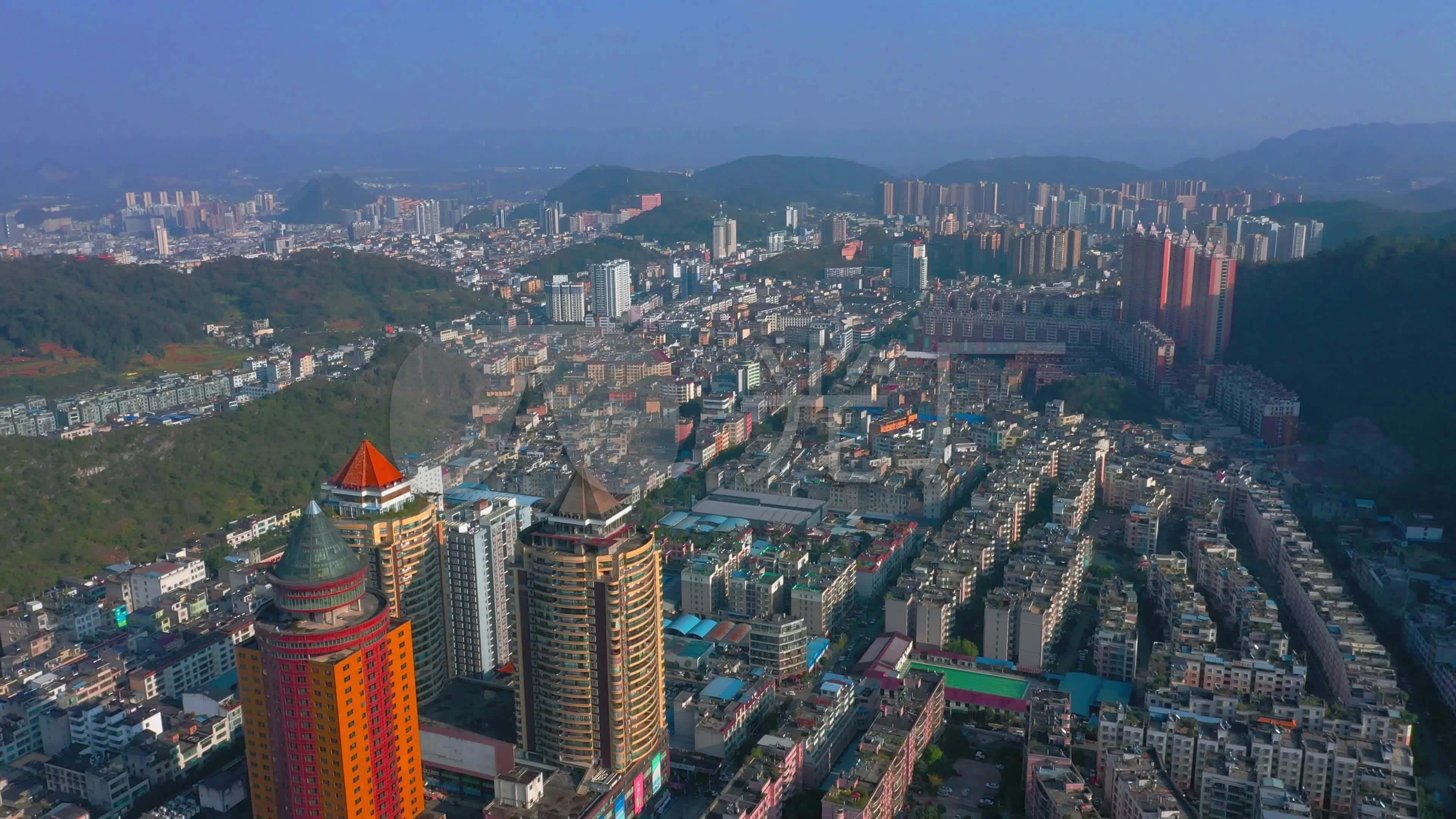 航拍贵州兴义建筑标志