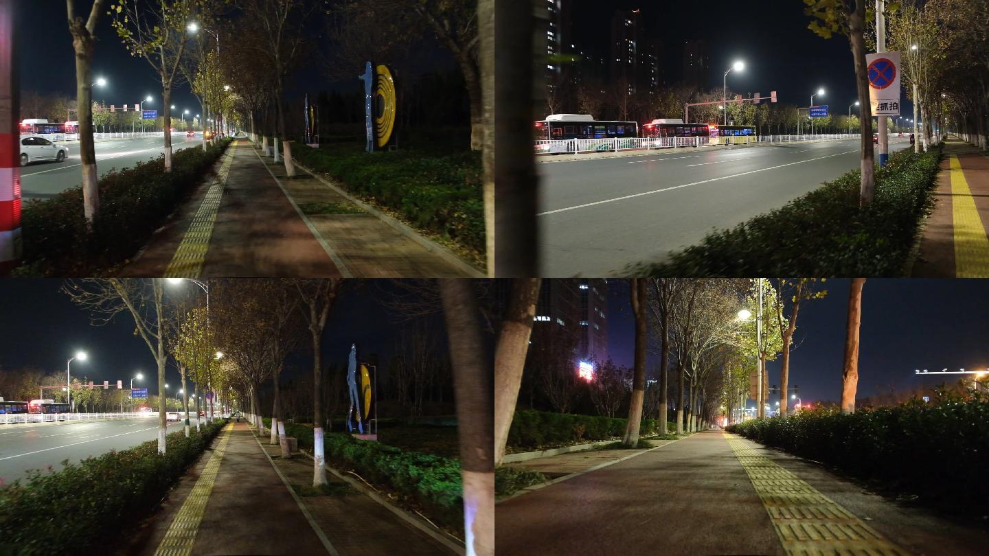 走夜路夜晚行人行走夜间马路车流_1920x1080_高清视频素材下载(编号