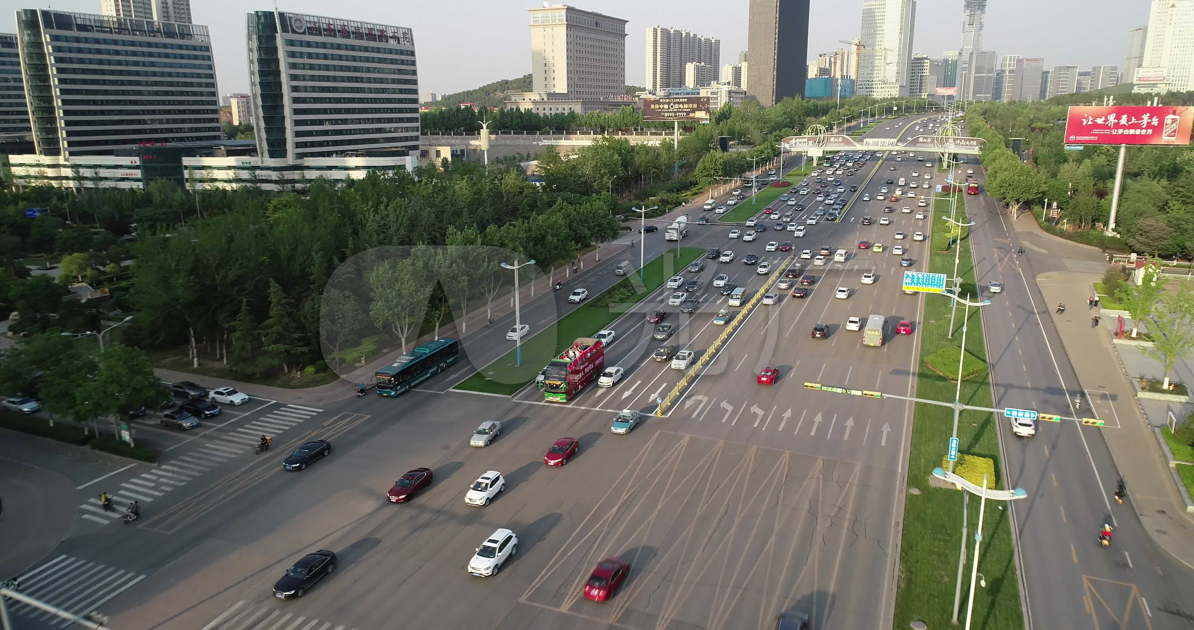 济南经十路车流航拍4k_4096x2160_高清视频素材下载