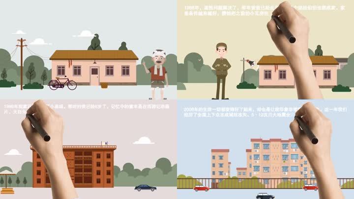 这是一款家乡变化mg动画视频素材