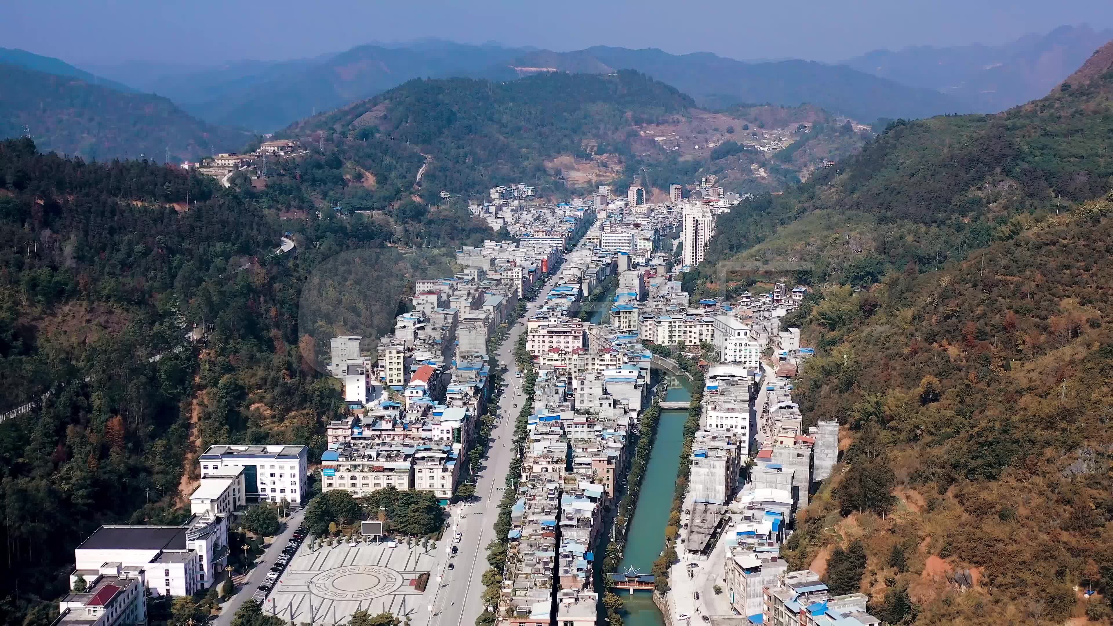 那坡县航拍广西那坡县那坡县风景广西小县城_3840x