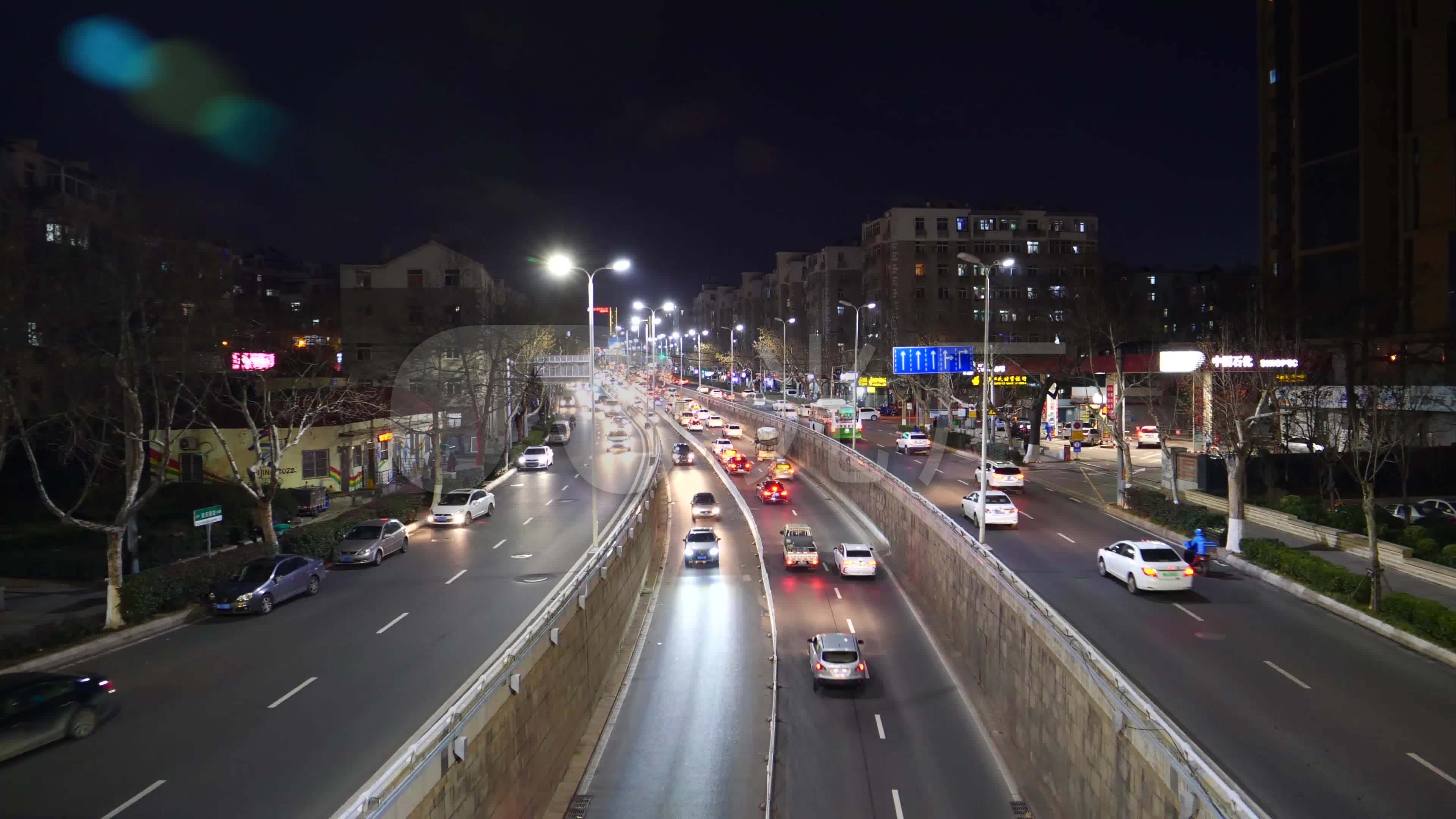 【4k】实拍城市夜景车来车往