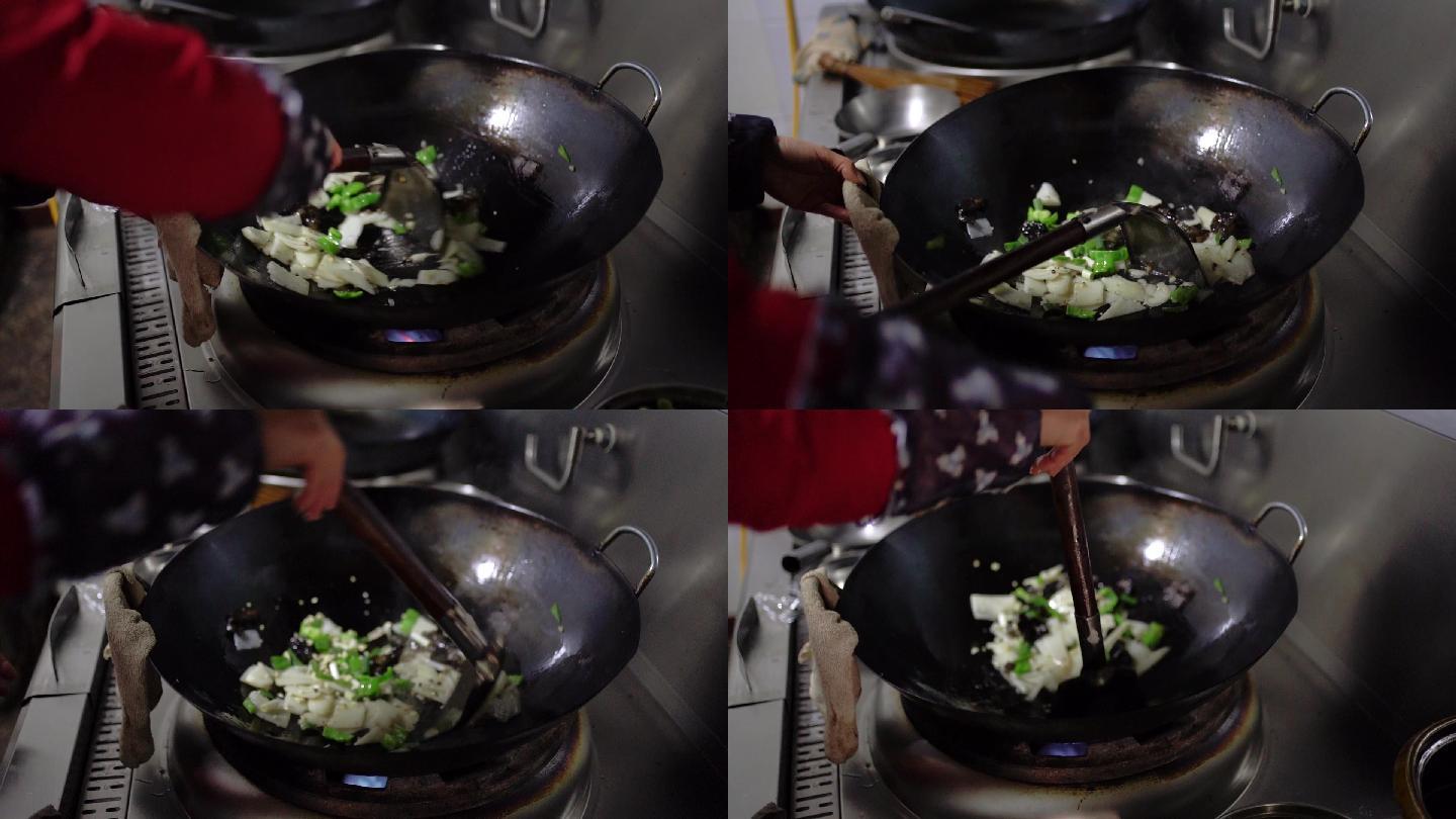 厨房铁锅炒菜年味年夜饭