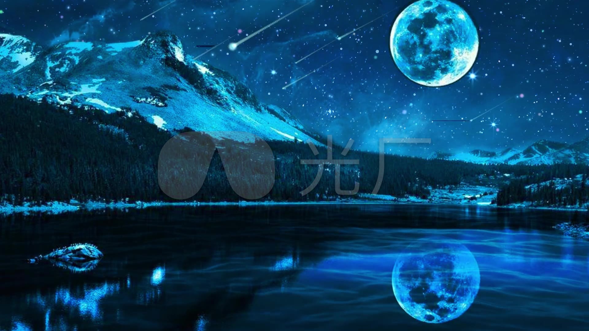 全息投影素材星空流星雨唯美夜色_1920x1080_高清视频素材下载(编号