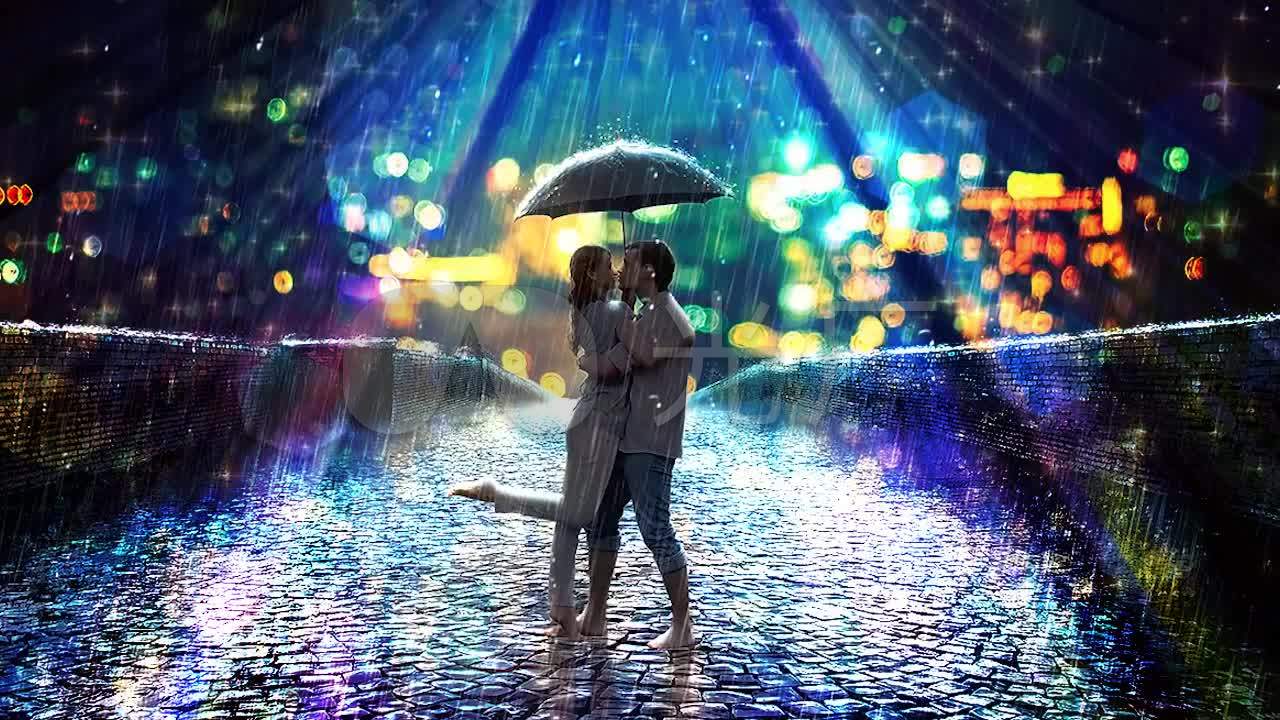 浪漫唯美雨天下雨爱情视频