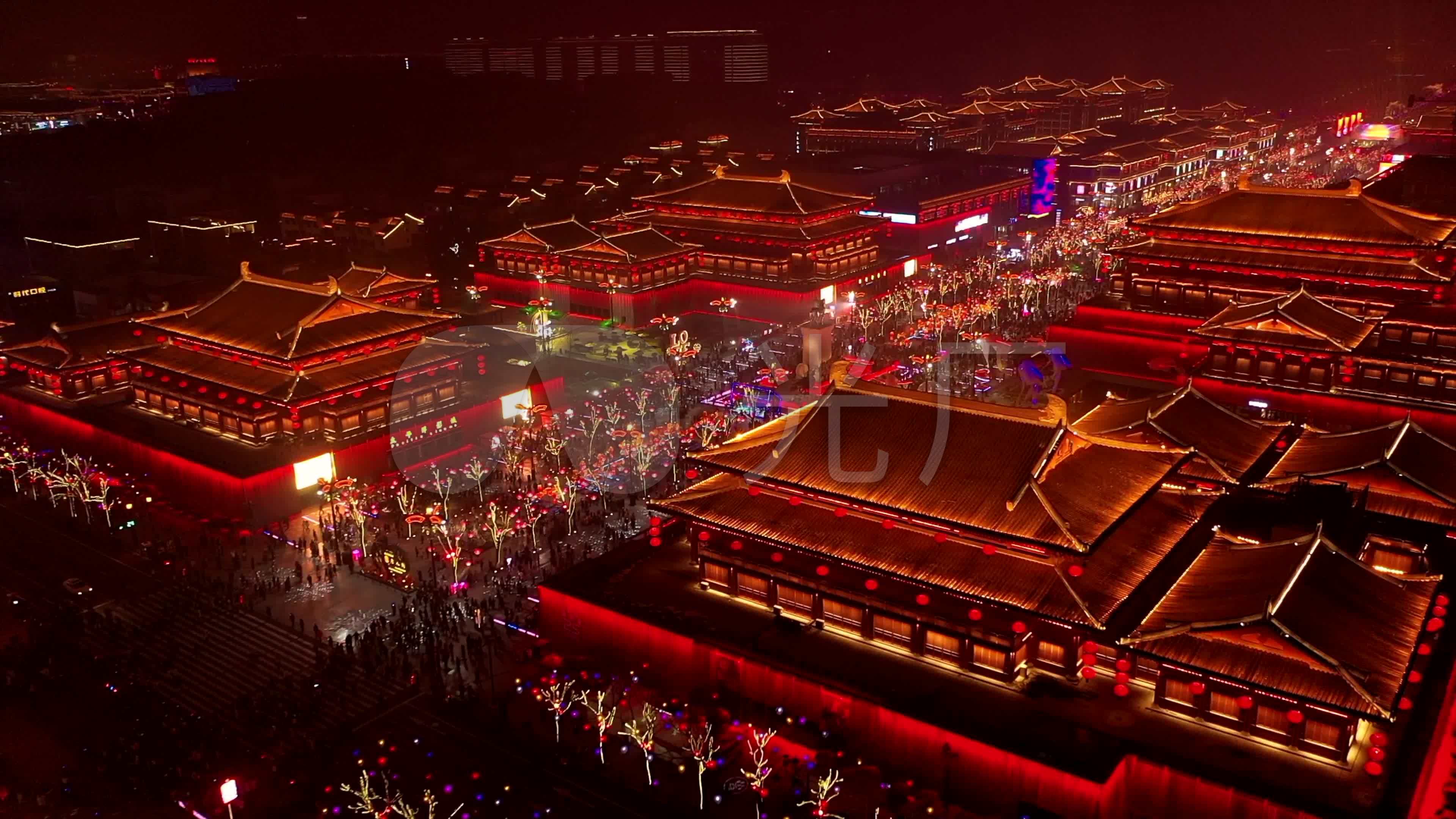 西安大唐不夜城夜景_3840x2160_高清视频素材下载(:)