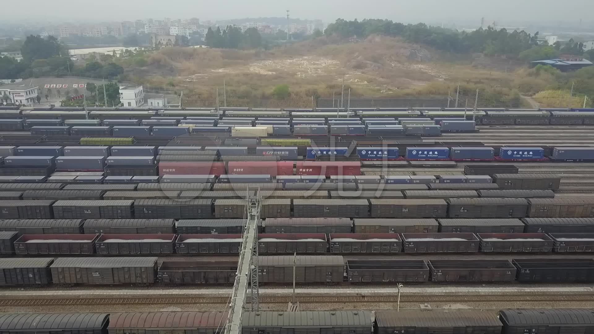 江村铁路货车货场编组场航拍