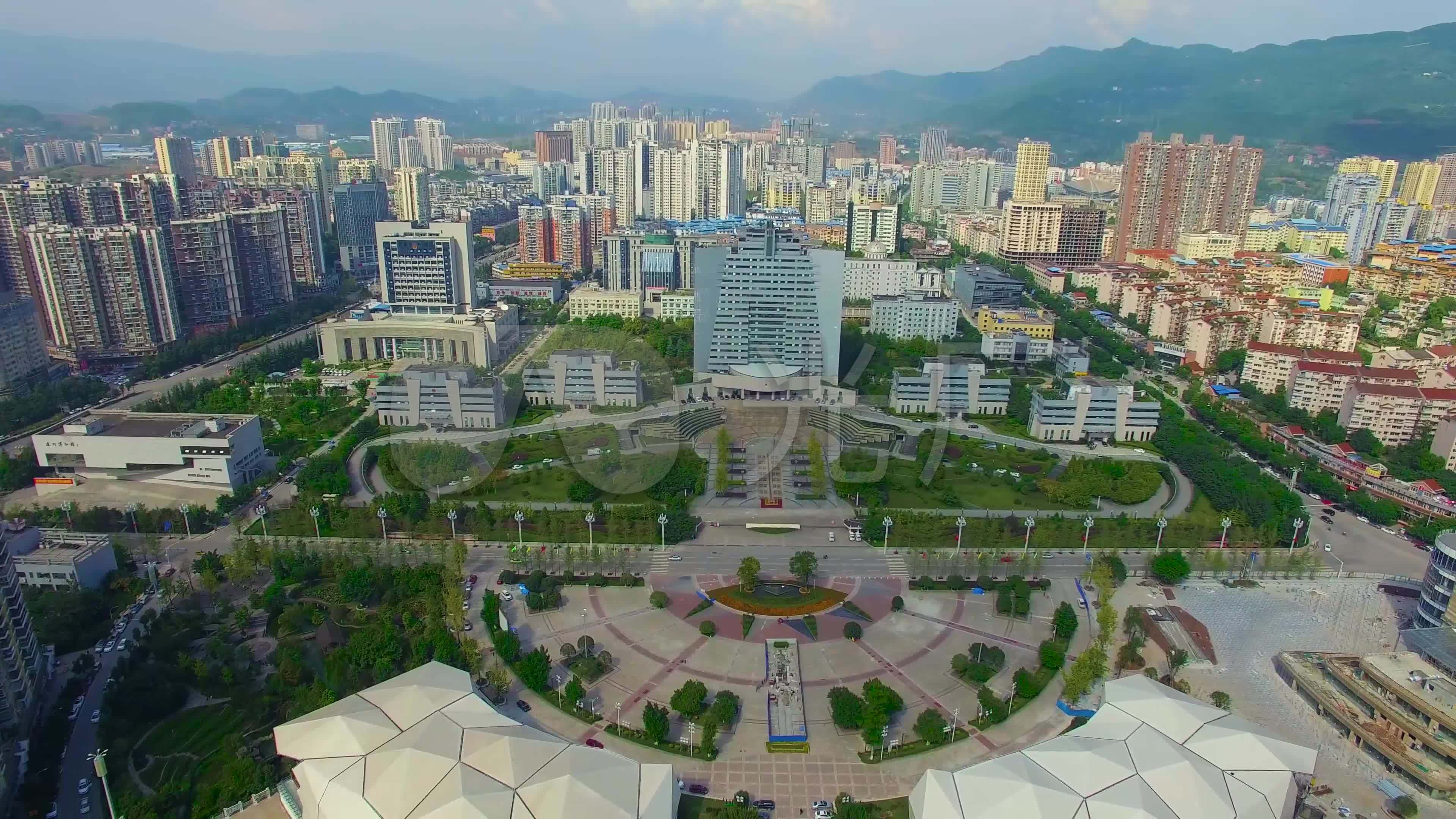 达州城市市政府航拍地标建筑_3840x2160_高清视频素材