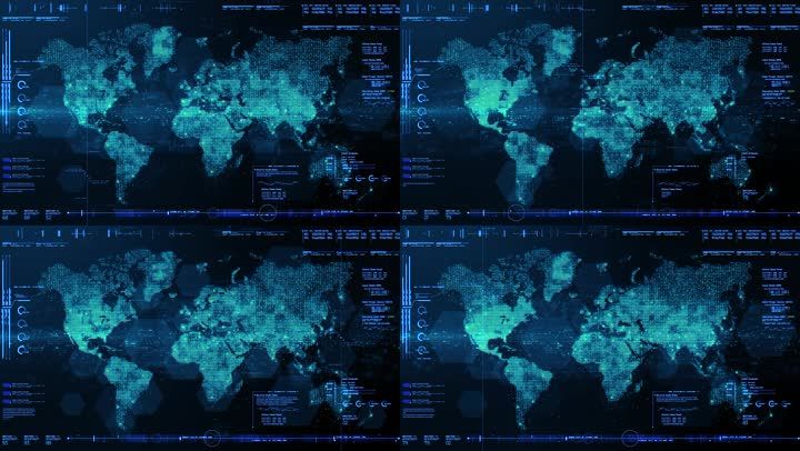 hud信息科技数码世界地图科幻背景