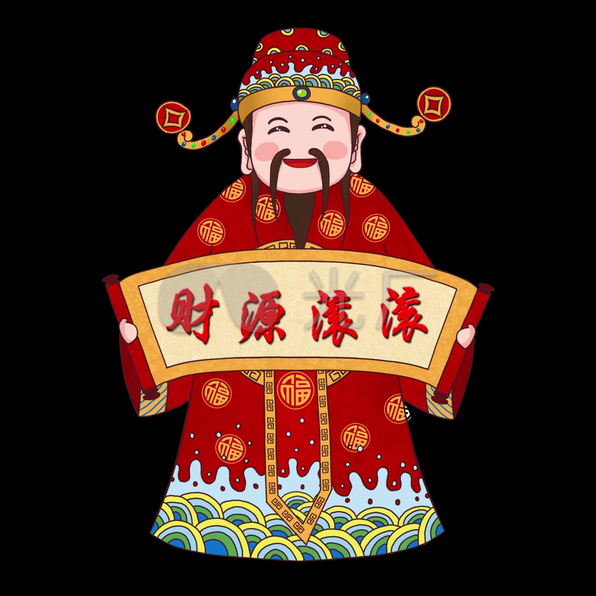 带通道财神爷驾到_2000x2000_高清视频素材下载(编号:4230191)_影视