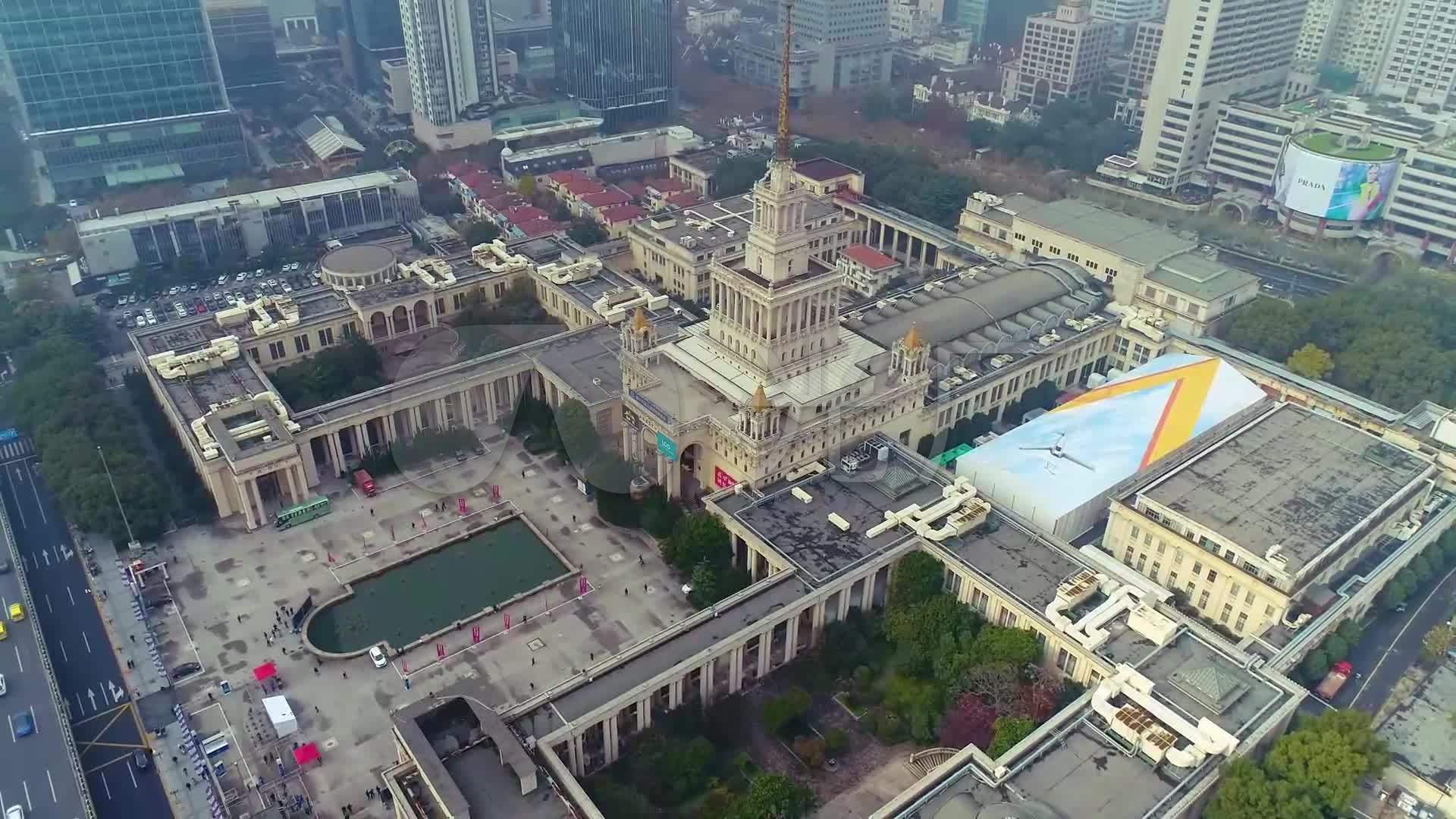 上海展览中心航拍