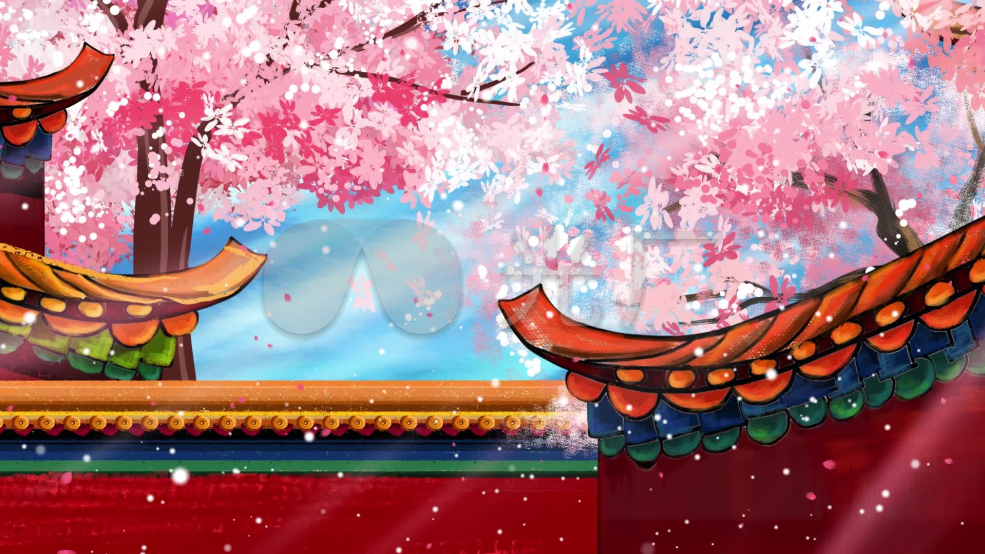 中国风 故宫红墙 花瓣雪景 视频素材