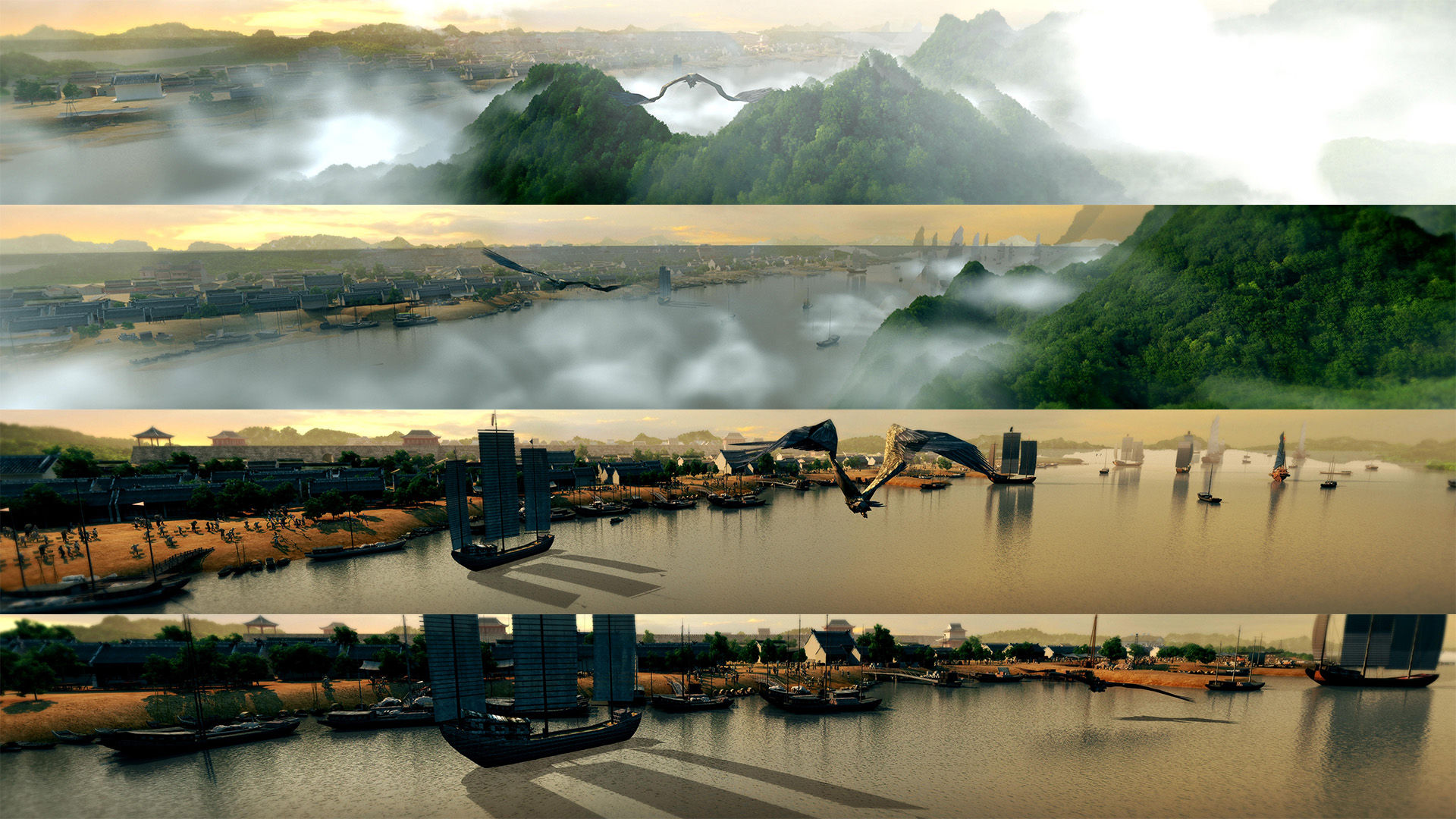 7k三维历史大运河场景_7680x1080_高清视频素材下载(编号:4230346)