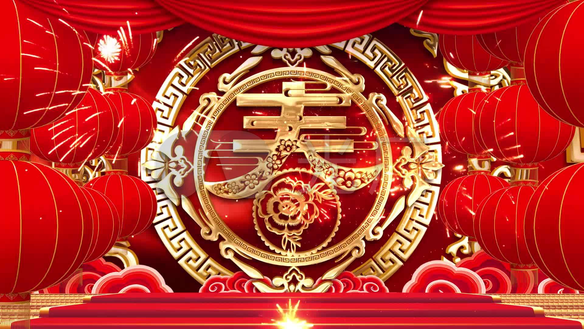 春节序曲红色喜庆灯笼背景视频
