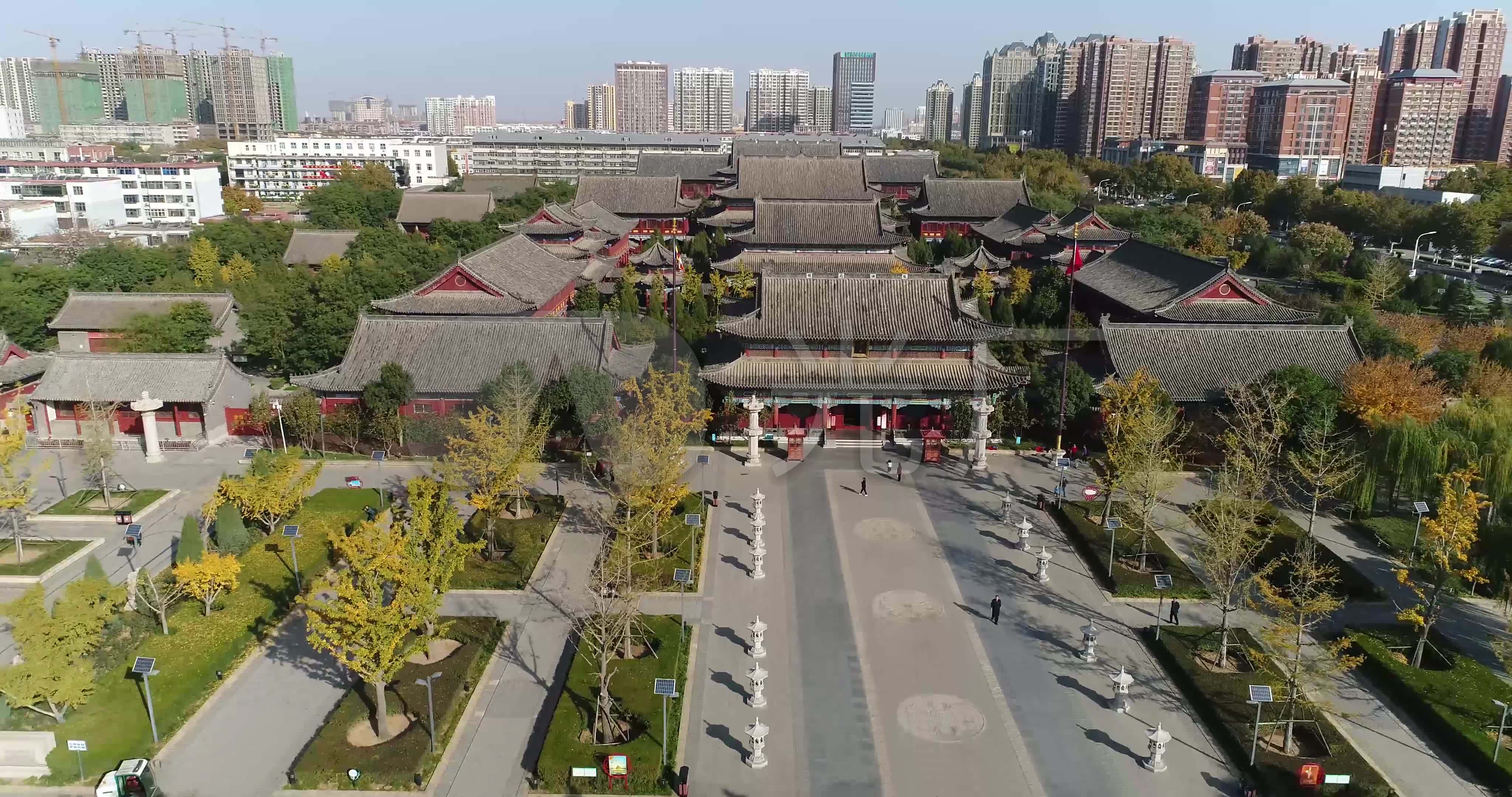 邢台开元寺寺庙航拍古建筑航拍古刹_4096x2160_高清