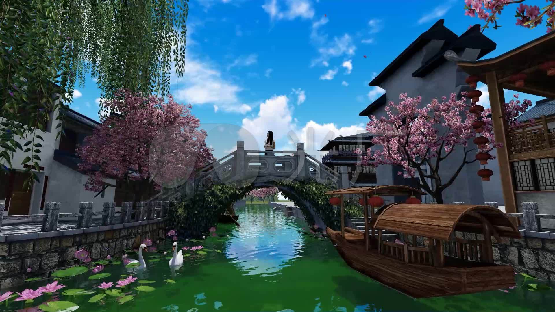 《桥边姑娘》歌曲舞台背景_1920x1080_高清视频素材