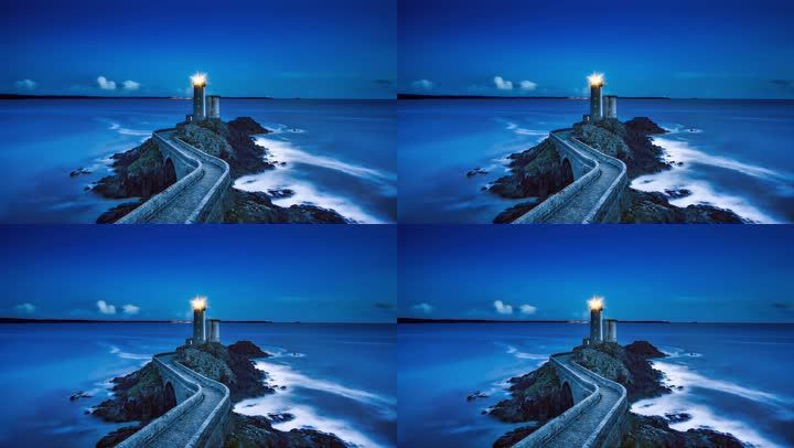 海上海面灯塔海大海夜场景风景动态壁纸美景景色电视壁纸