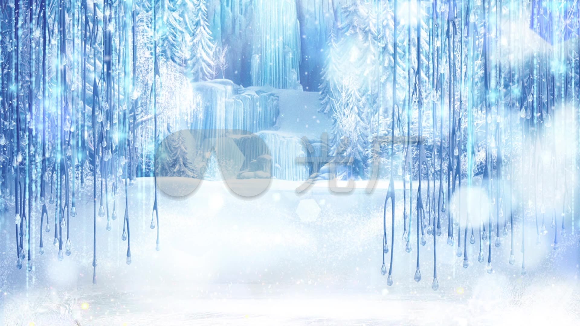 冰雪奇缘唯美雪景背景循环_1920x1080_高清视频素材下载(编号:4240555