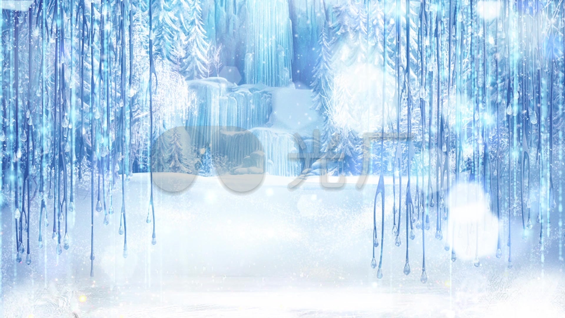 冰雪奇缘唯美雪景背景循环_1920x1080_高清视频素材下载(编号:4240555