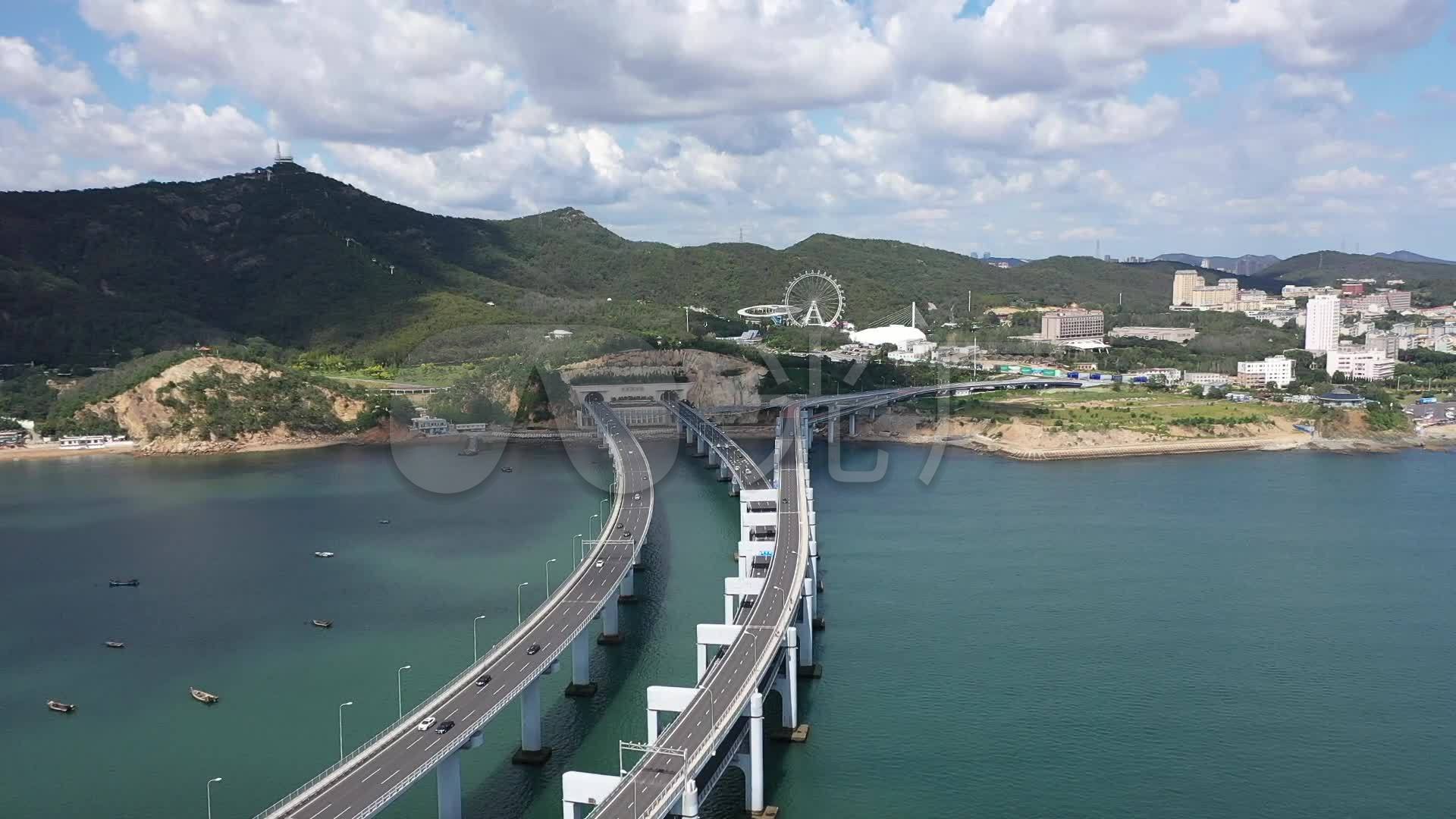 大连跨海大桥莲花山隧道森林动物园摩天轮