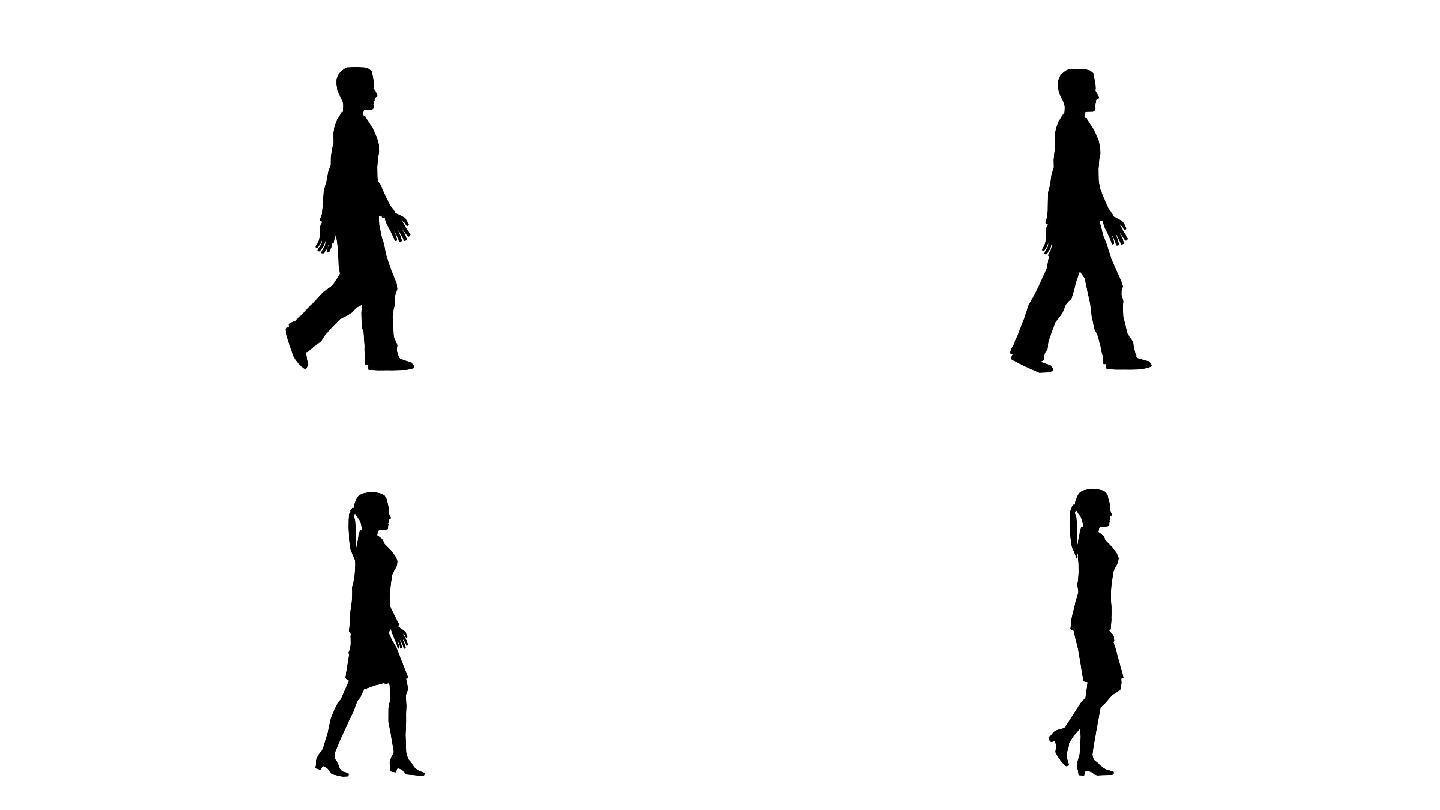 剪影男人女人行走
