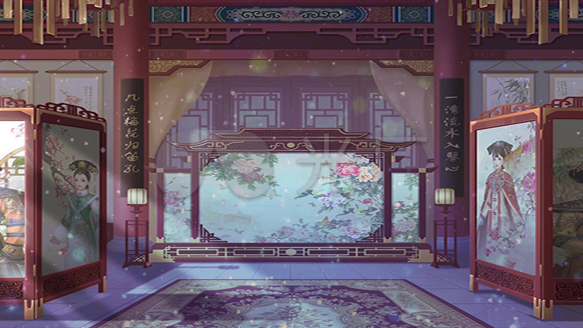 古代宫廷后宫闺房屏风c