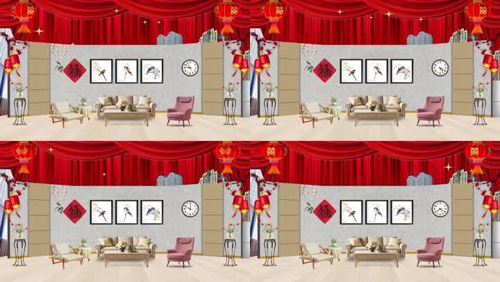 家庭剧家和万事兴小品背景夜景小品