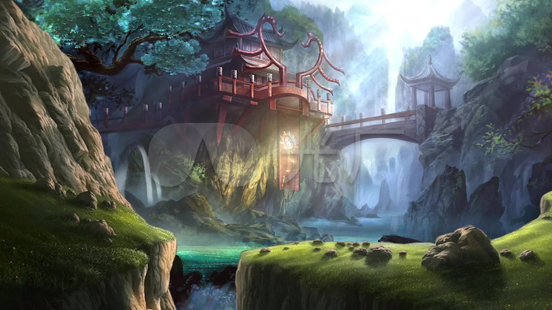 中国风仙侠场景背景循环_1920x1080_高清视频素材下载