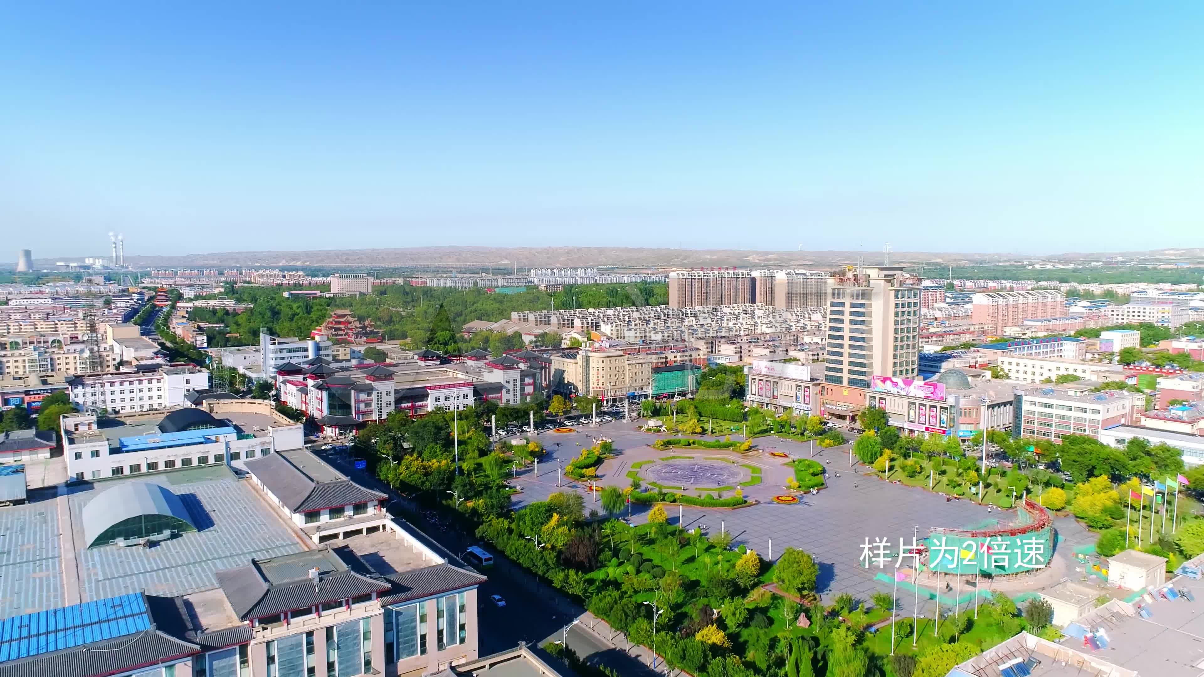 灵武市大景,人民广场_视频素材包下载(编号:4282726)_实拍视频_vj师网