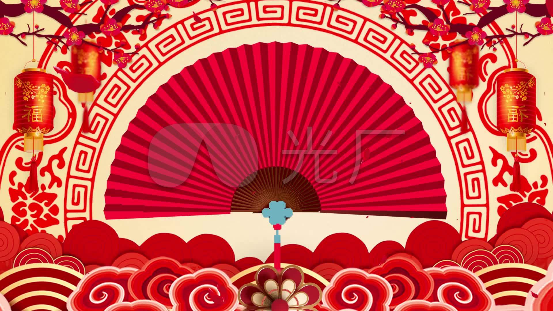 古典中国风戏曲曲艺相声祥云扇子led视频