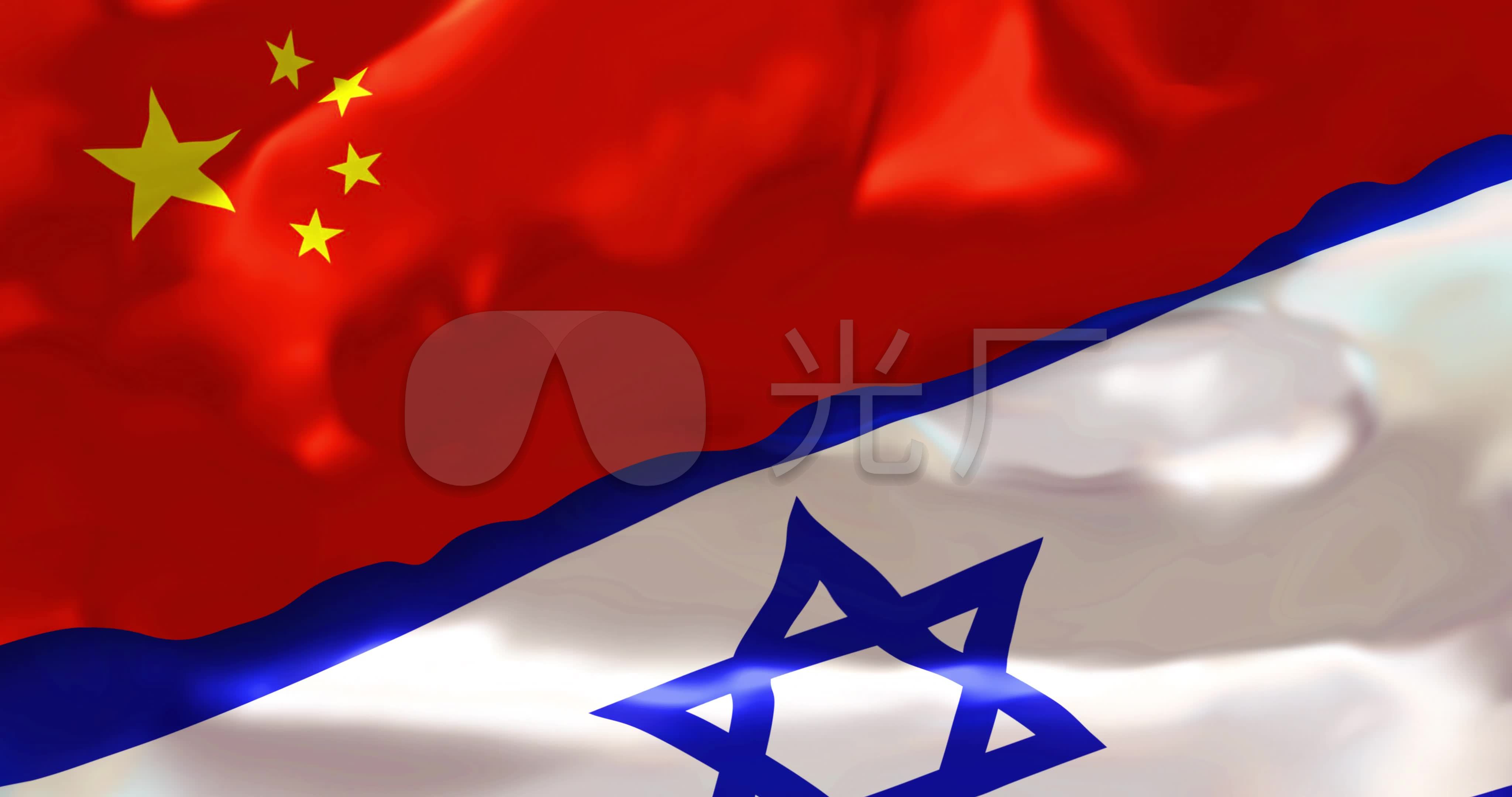 中国和以色列国旗4k_4096x2160_高清视频素材下载(:)