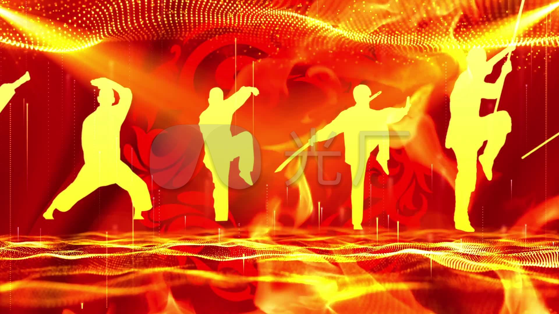 武术功夫表演火焰燃烧led背景