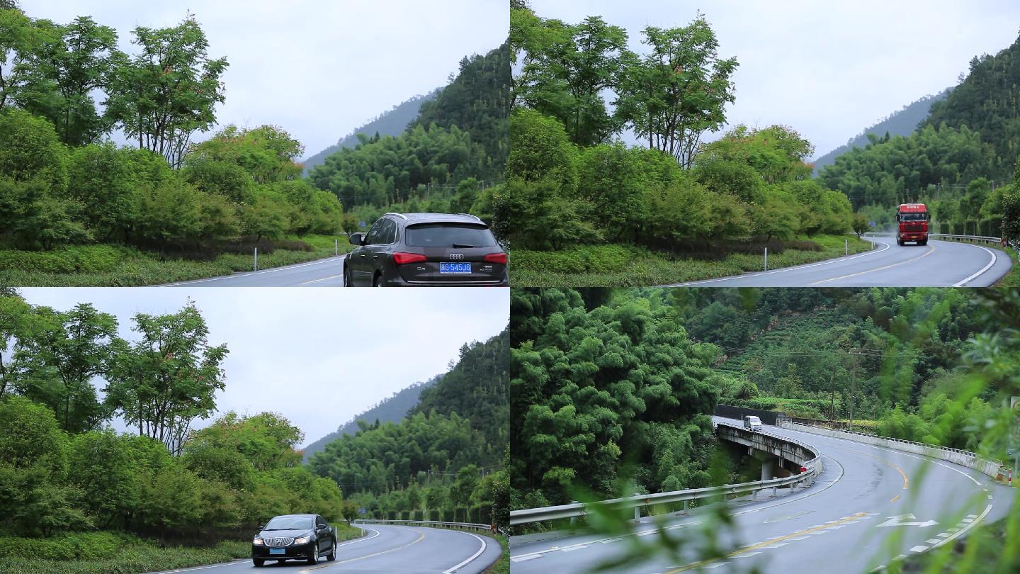 车乡村公路上奔跑的车