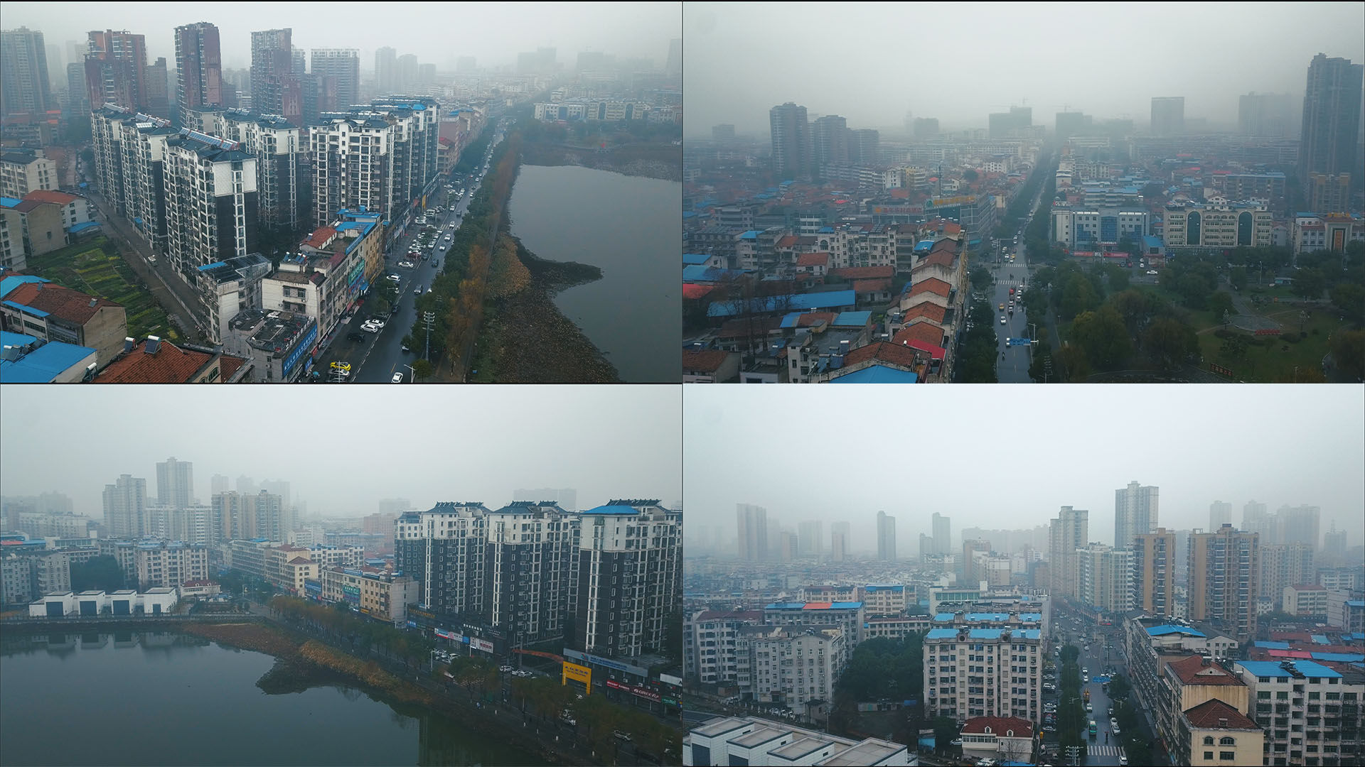 4k 黄冈市 雨景 航拍