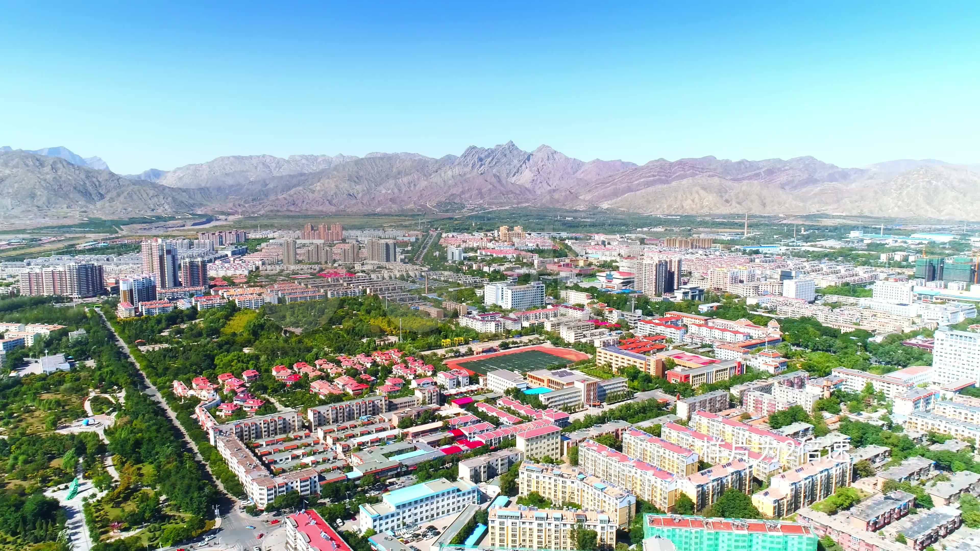 宁夏石嘴山市大武口区大景全景_视频素材包下载(编号