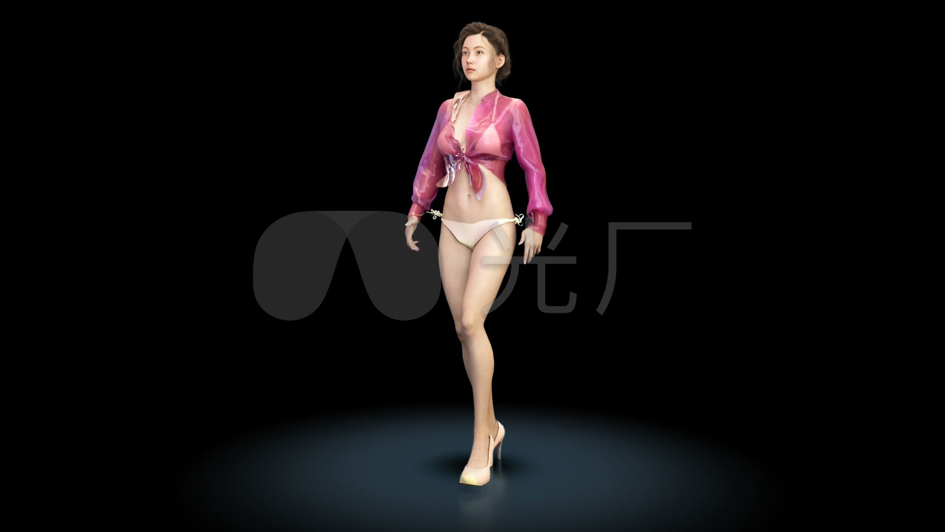 3D美女壁纸1920清新,4k美女壁纸无损 美女海边泳装循环走路3d美女_1920x1080_高清视频素材