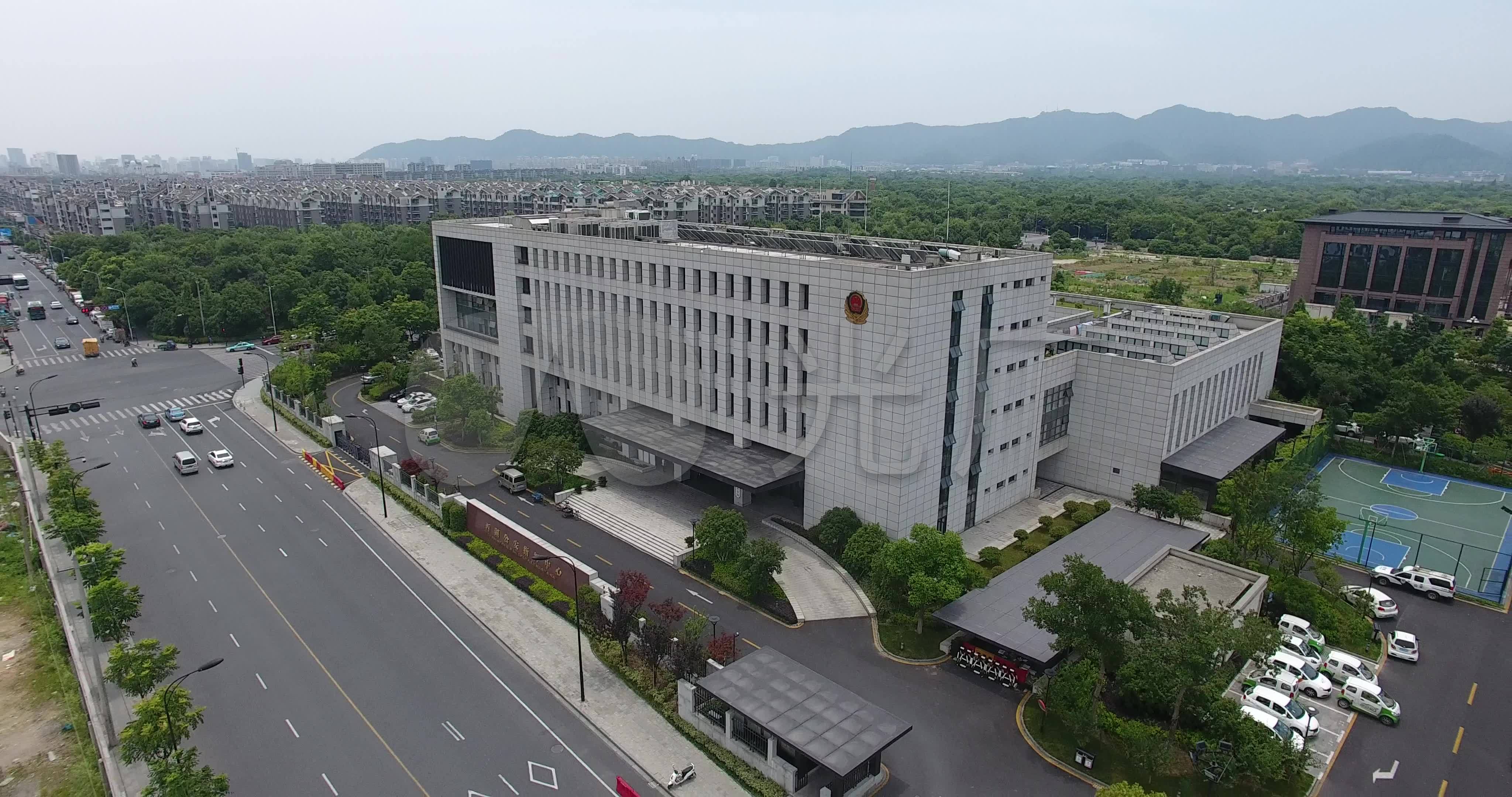 视频素材 实拍视频 景观人文 公安政府机关办公楼航拍 来自视频原始